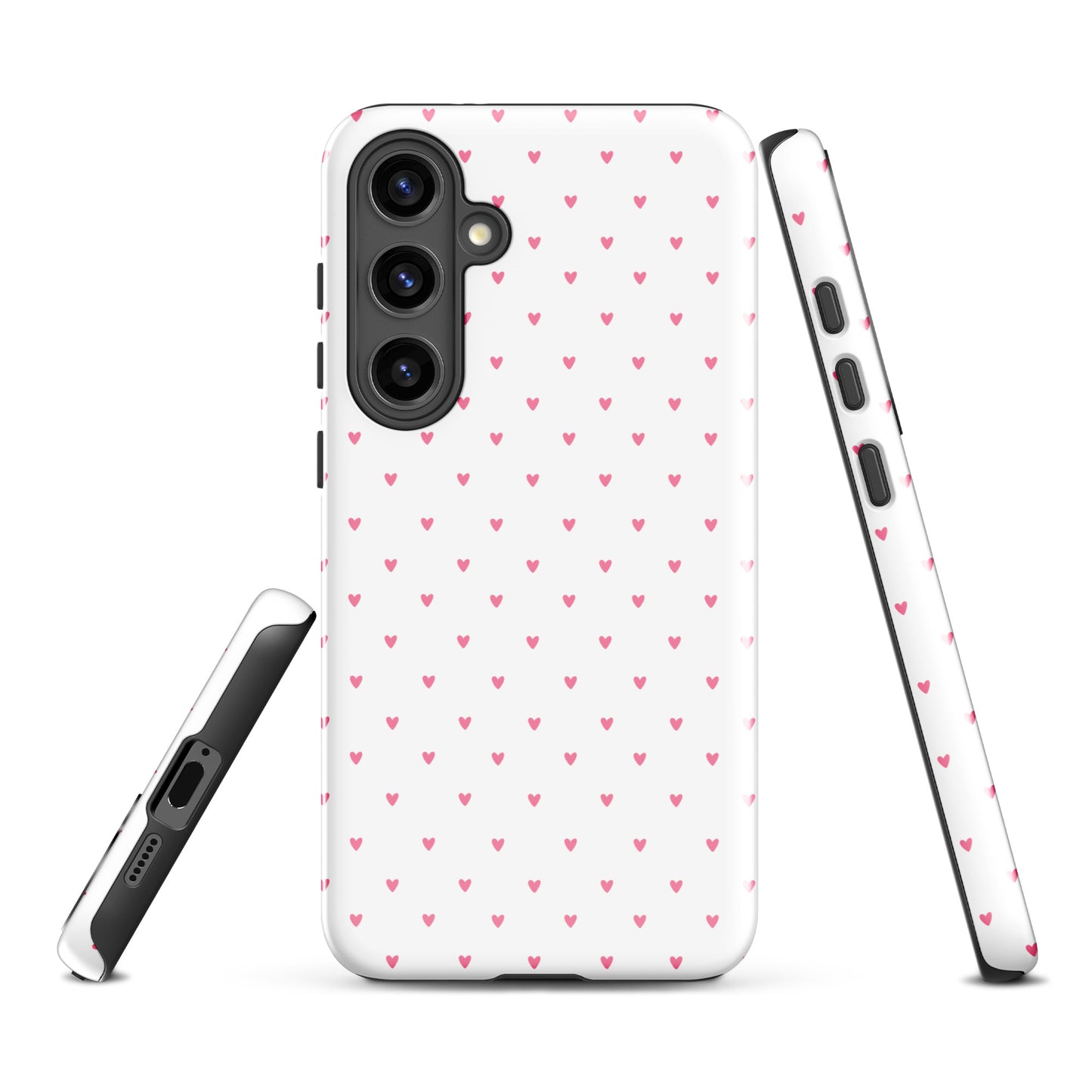Phone Case for Samsung Galaxy with playful heart-dot pattern, minimalist design, cute and modern accessory for your phone.