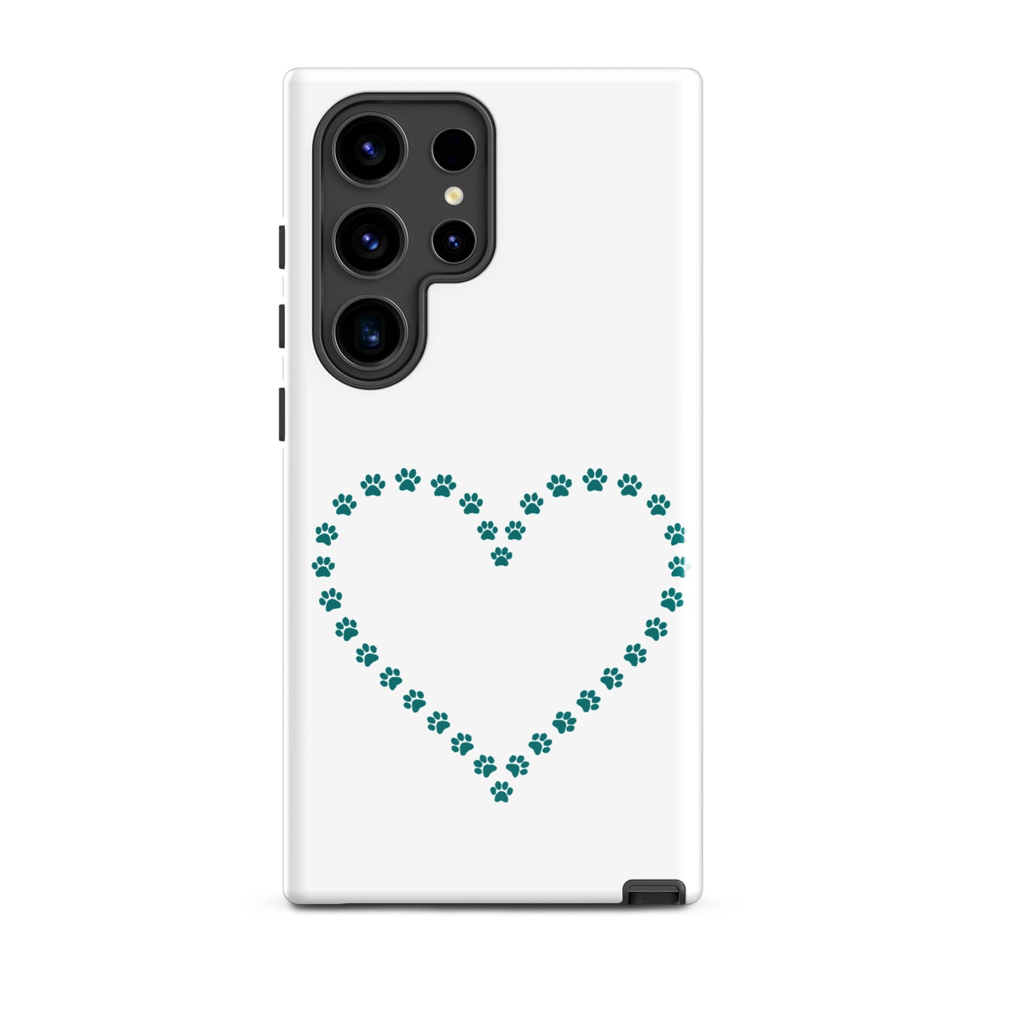 Phone Case for Samsung Galaxy featuring a heart design made of paw prints, perfect for pet lovers.