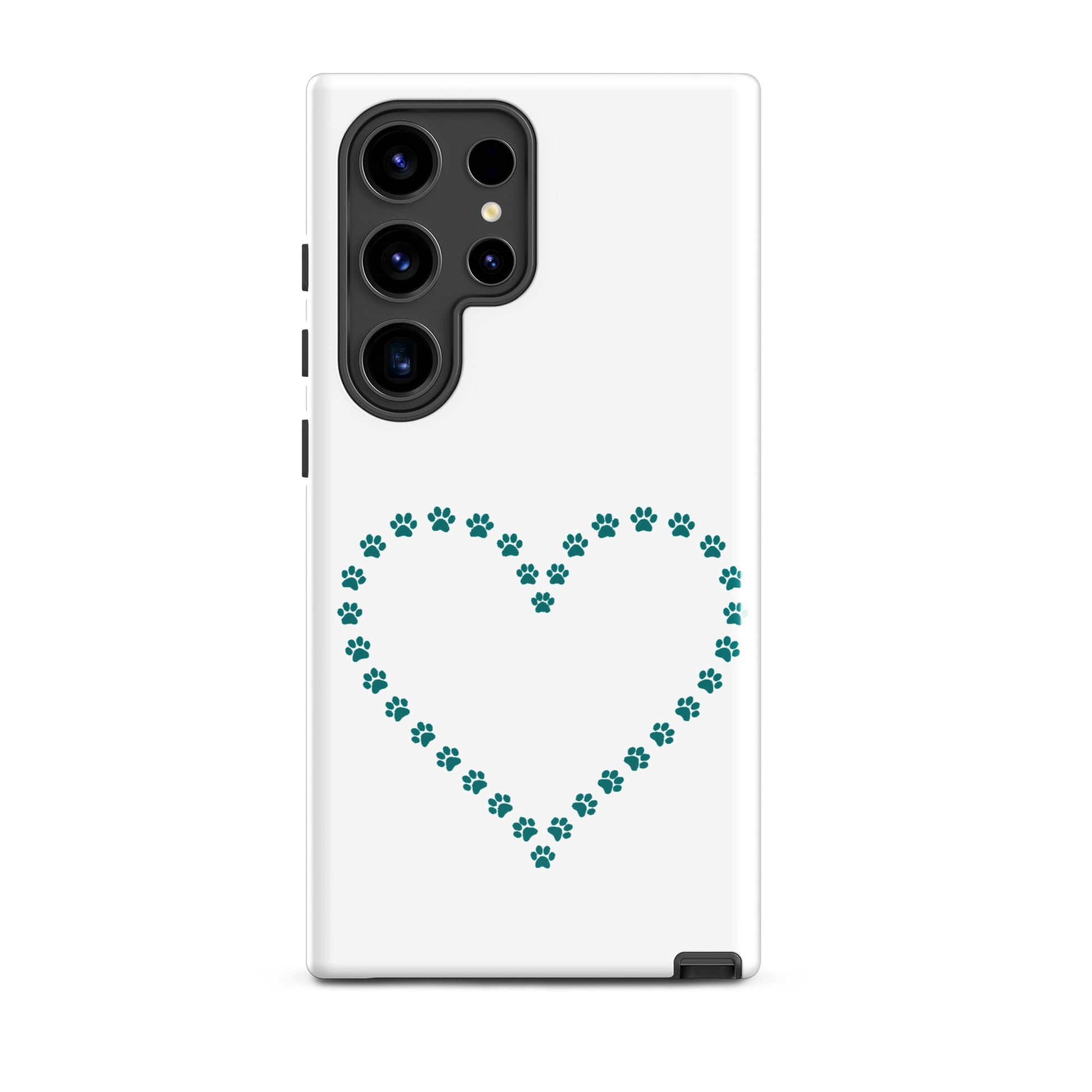 Phone Case for Samsung Galaxy featuring a heart design made of paw prints, perfect for pet lovers.