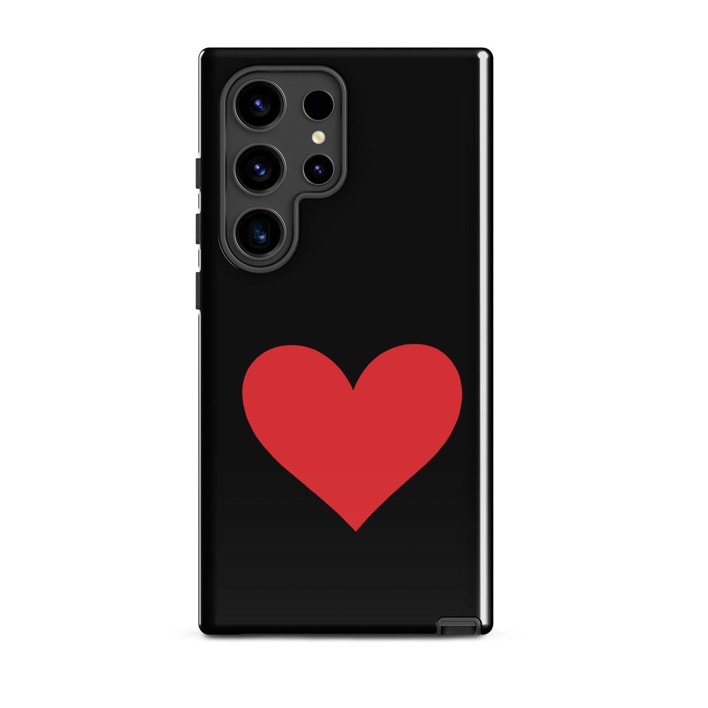 Phone Case for Samsung Galaxy featuring a red heart design on a black background, showcasing style and protection.