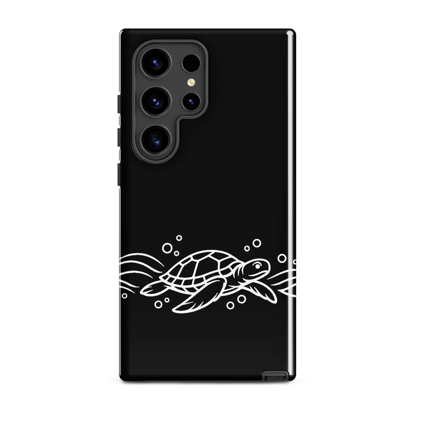 Phone Case for Samsung Galaxy featuring a minimalist sea turtle and abstract waves design.