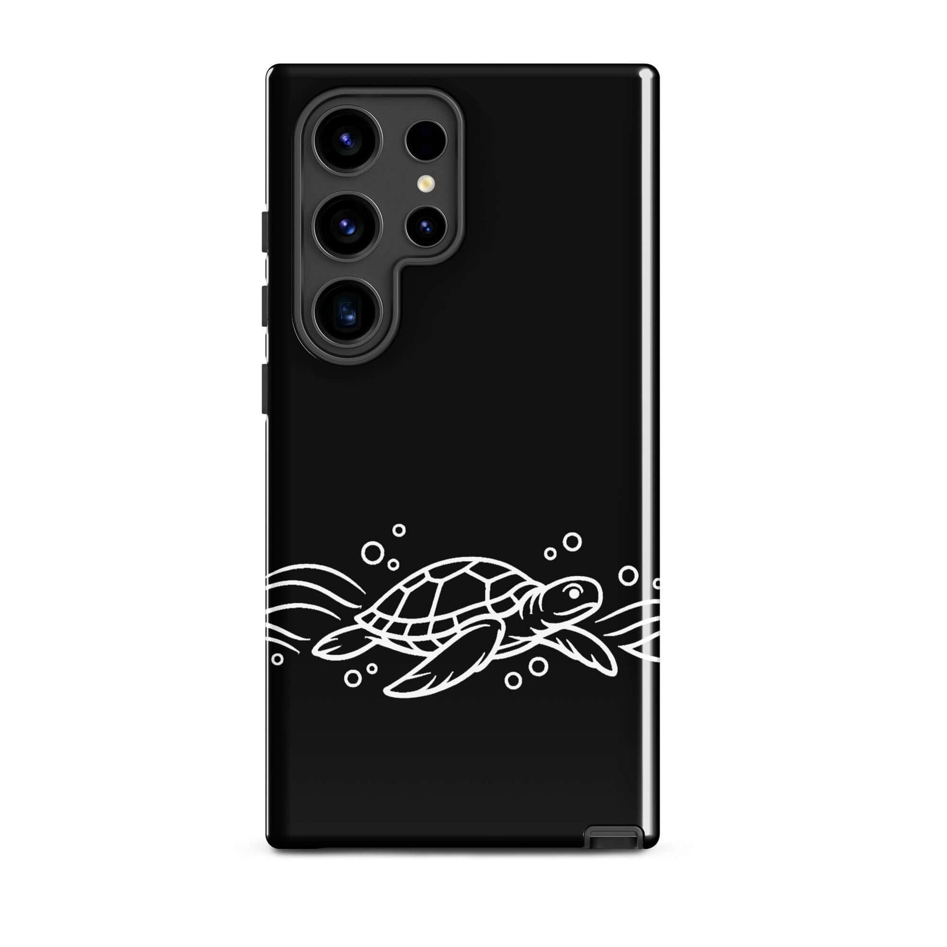Phone Case for Samsung Galaxy featuring a minimalist sea turtle and abstract waves design.