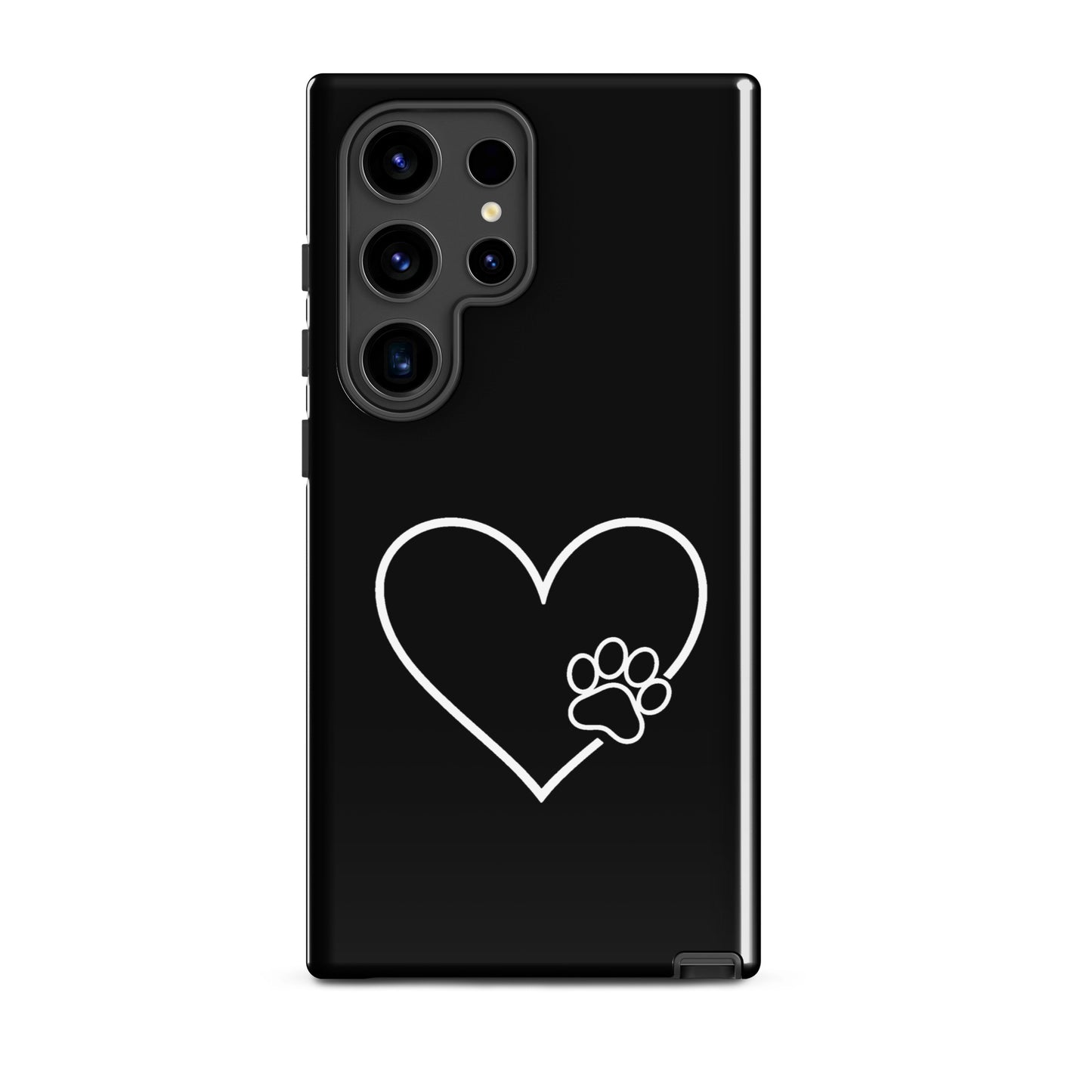 Phone Case for Samsung Galaxy with elegant heart and paw print design, perfect for pet lovers seeking stylish protection.