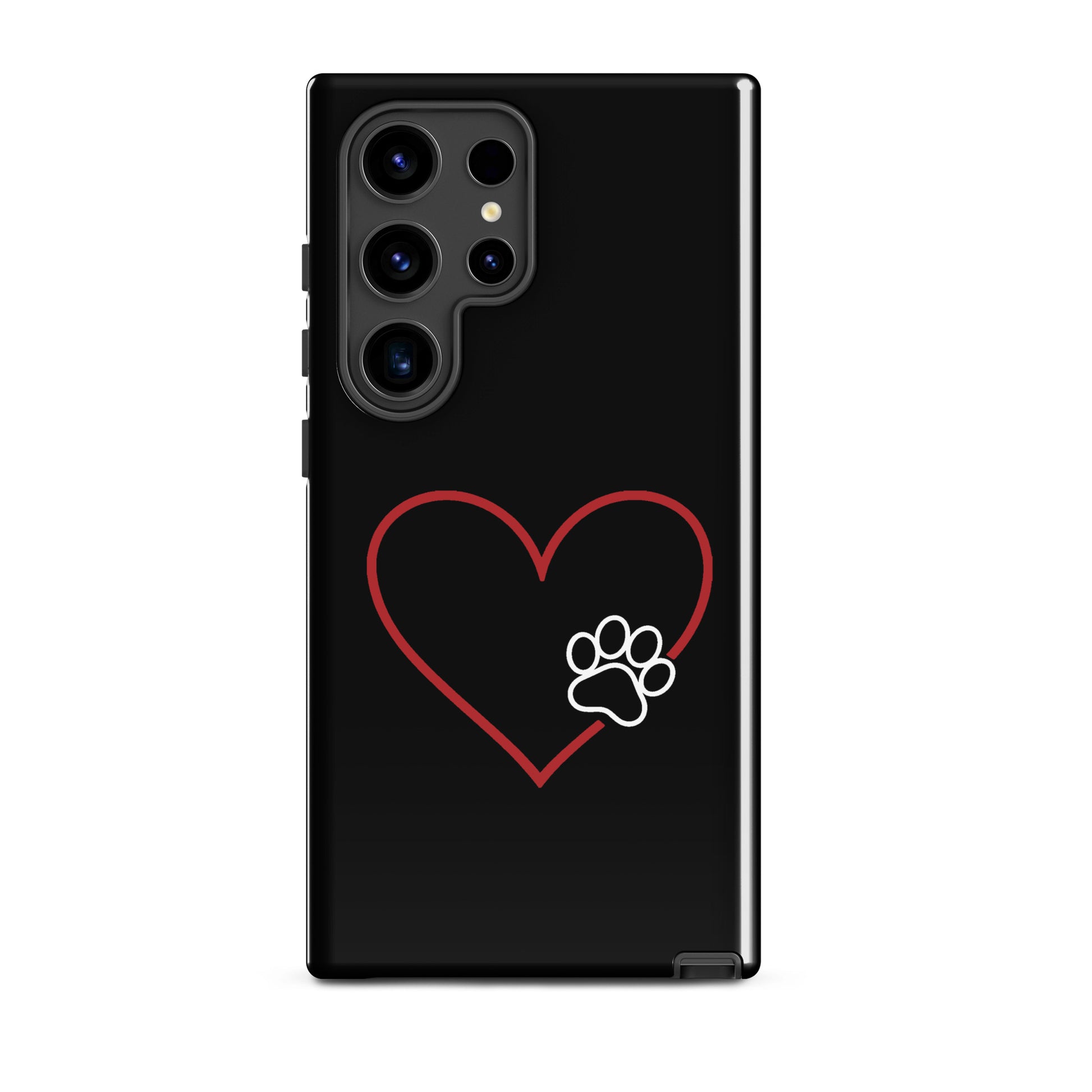 Phone Case for Samsung Galaxy featuring heart and paw print design, perfect for pet lovers seeking stylish protection.