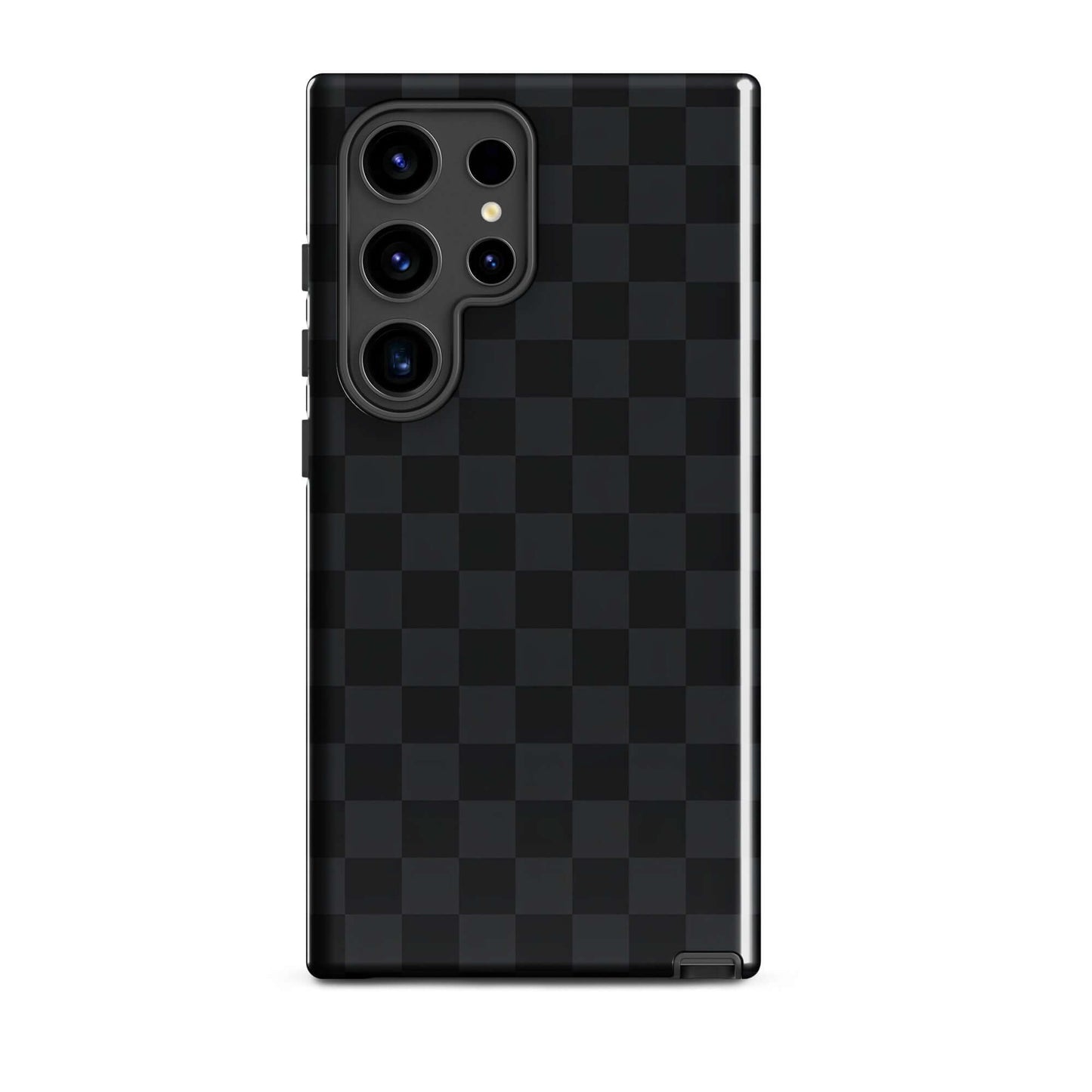 Phone Case for Samsung Galaxy with black and charcoal checkered design