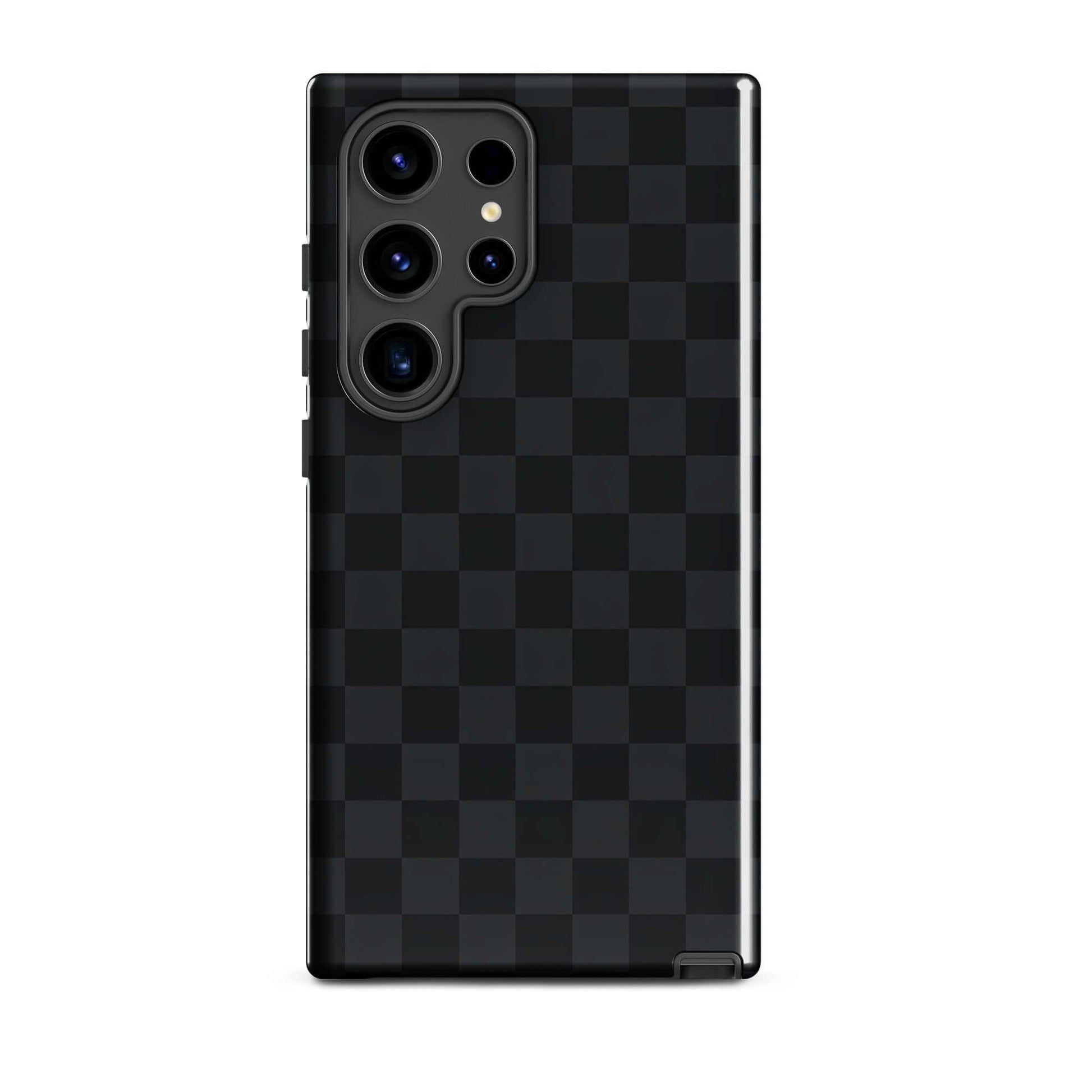Phone Case for Samsung Galaxy with black and charcoal checkered design