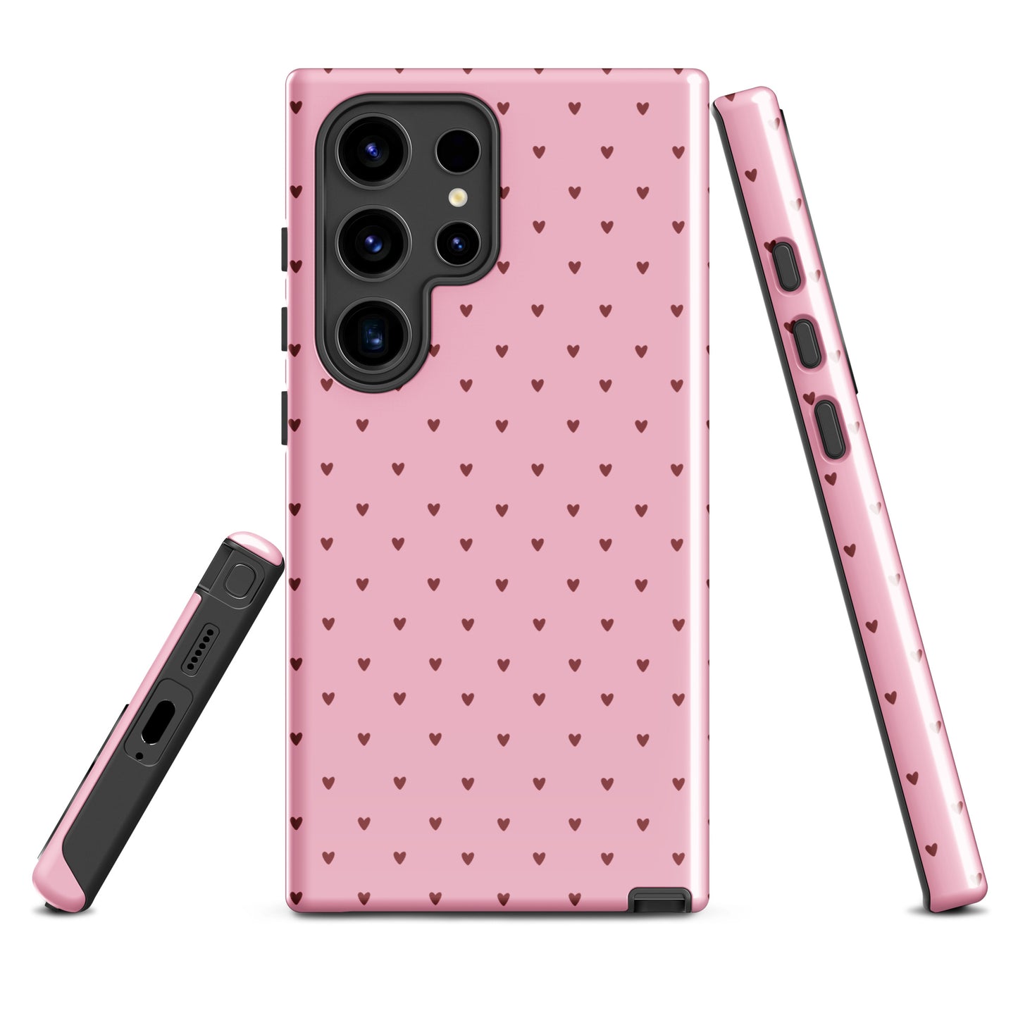 Pink Phone Case for Samsung Galaxy with heart-dot pattern, cute and modern design