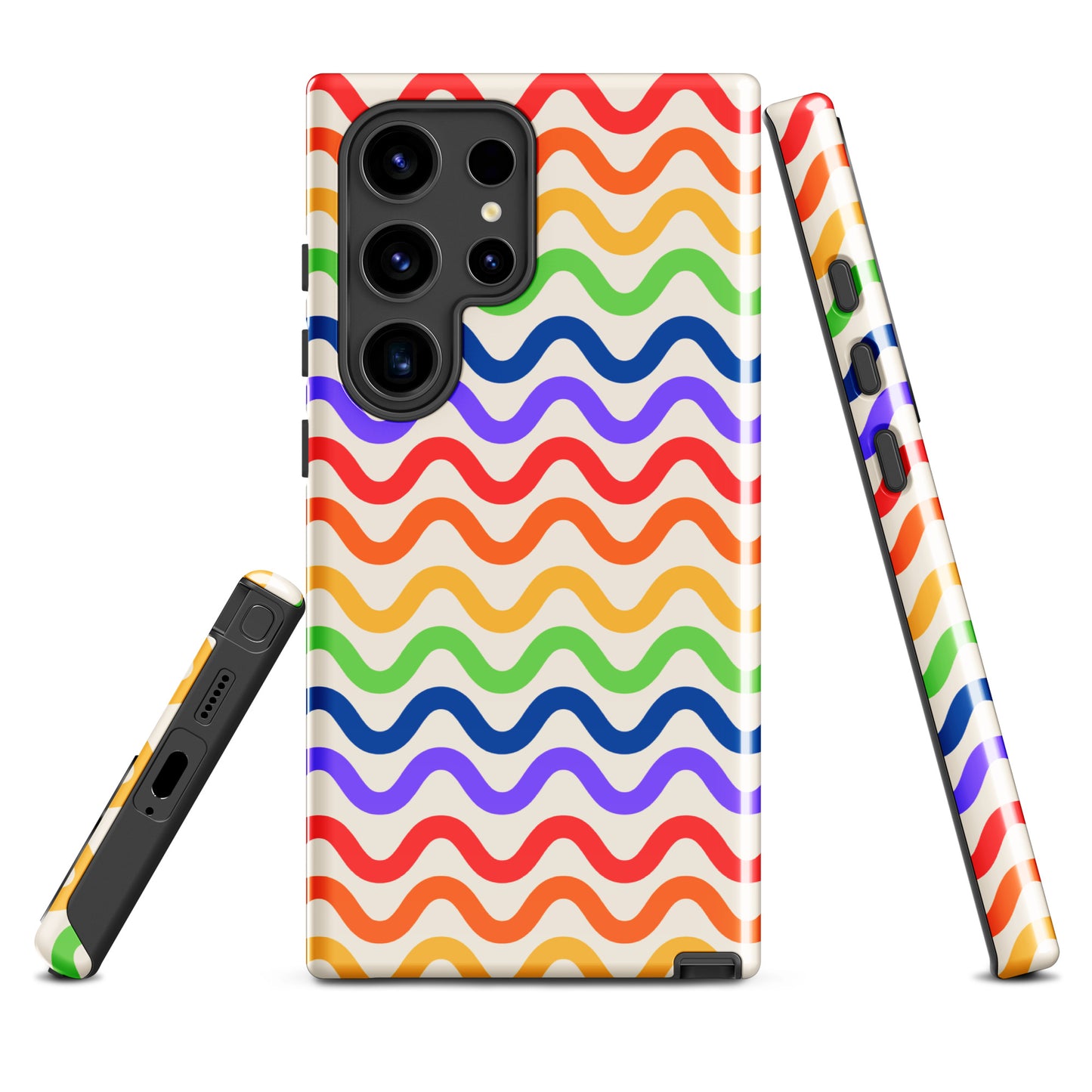 Wavy Rainbow Groove Phone Case for Samsung Galaxy with colorful design