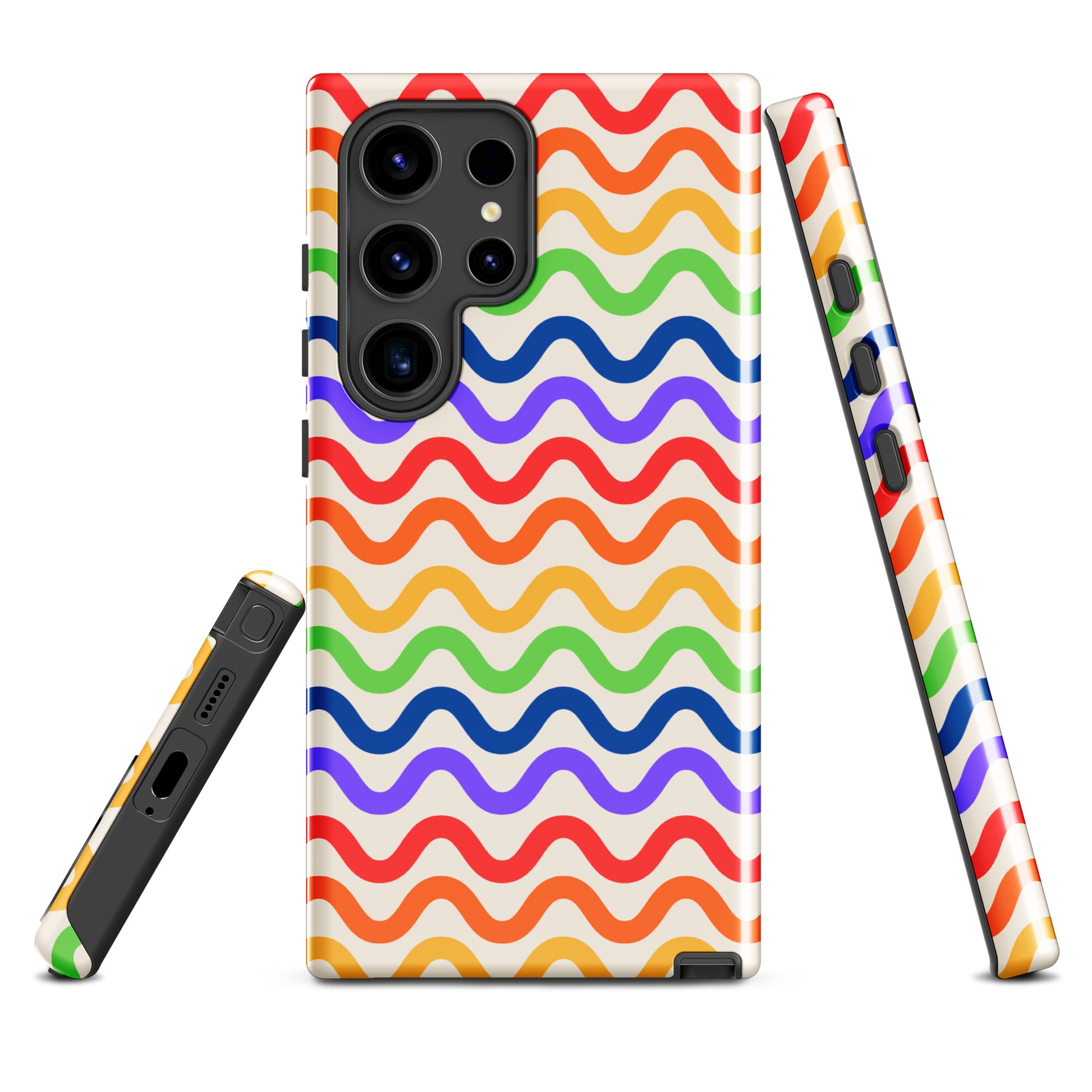 Wavy Rainbow Groove Phone Case for Samsung Galaxy with colorful design