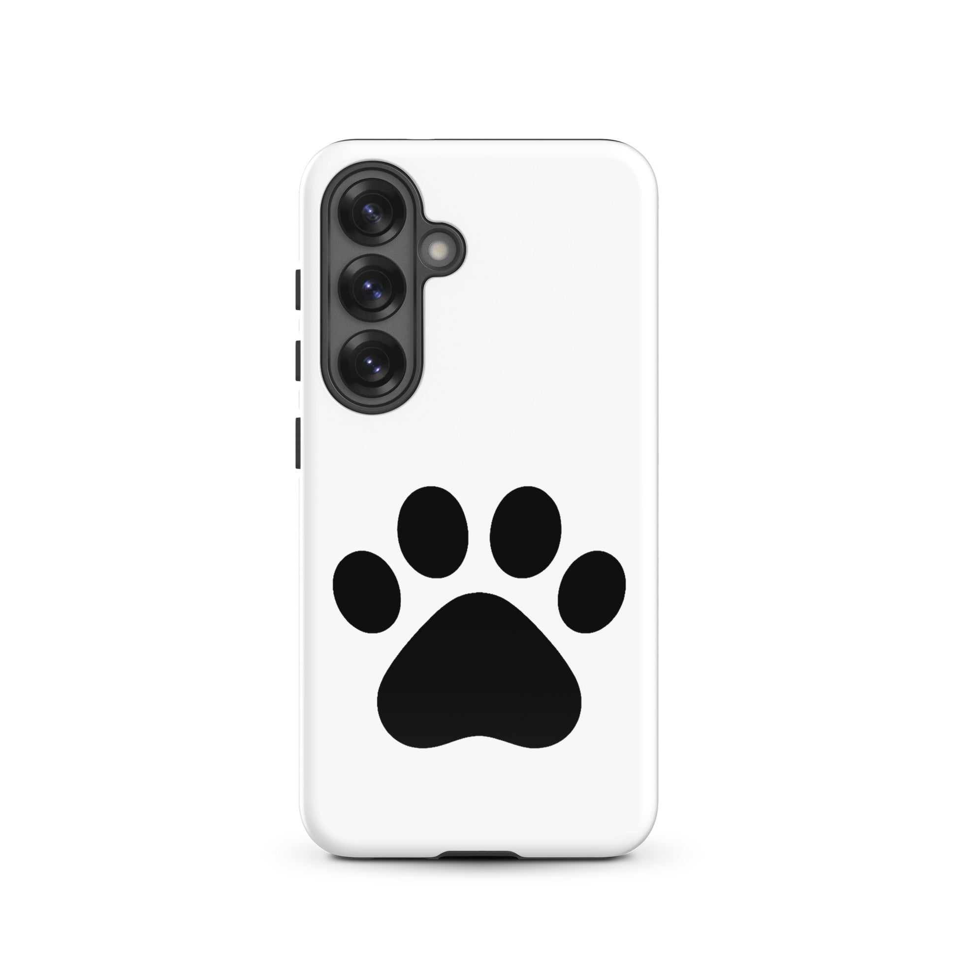 Phone Case for Samsung Galaxy featuring a minimalist black paw print design for pet lovers.