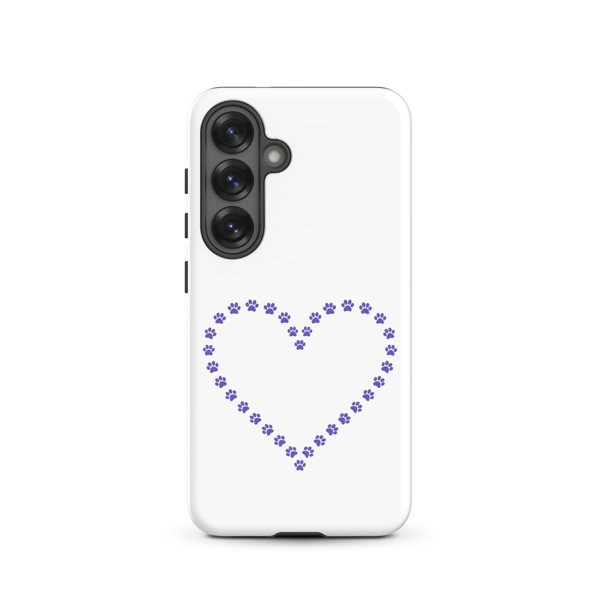 Phone Case for Samsung Galaxy featuring a heart design made of paw prints, ideal for pet lovers.
