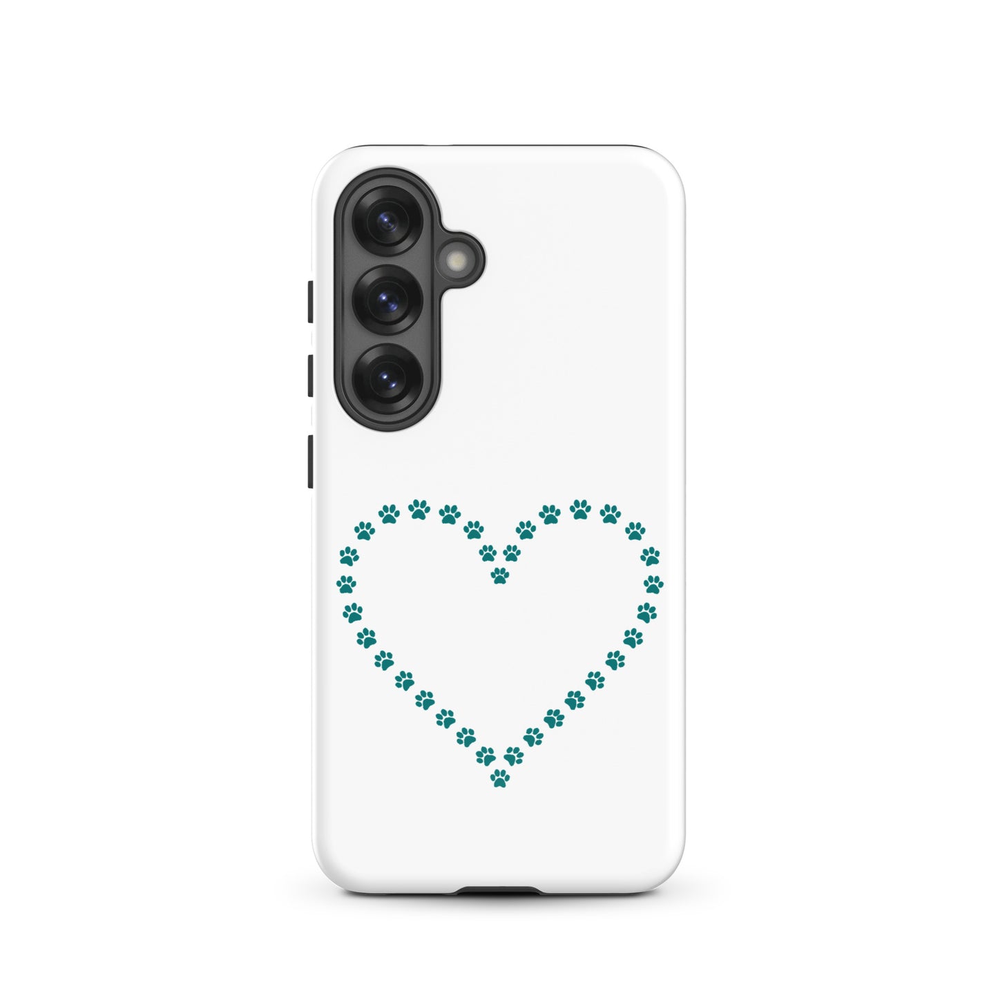 Phone Case for Samsung Galaxy with paw print heart design for pet lovers.