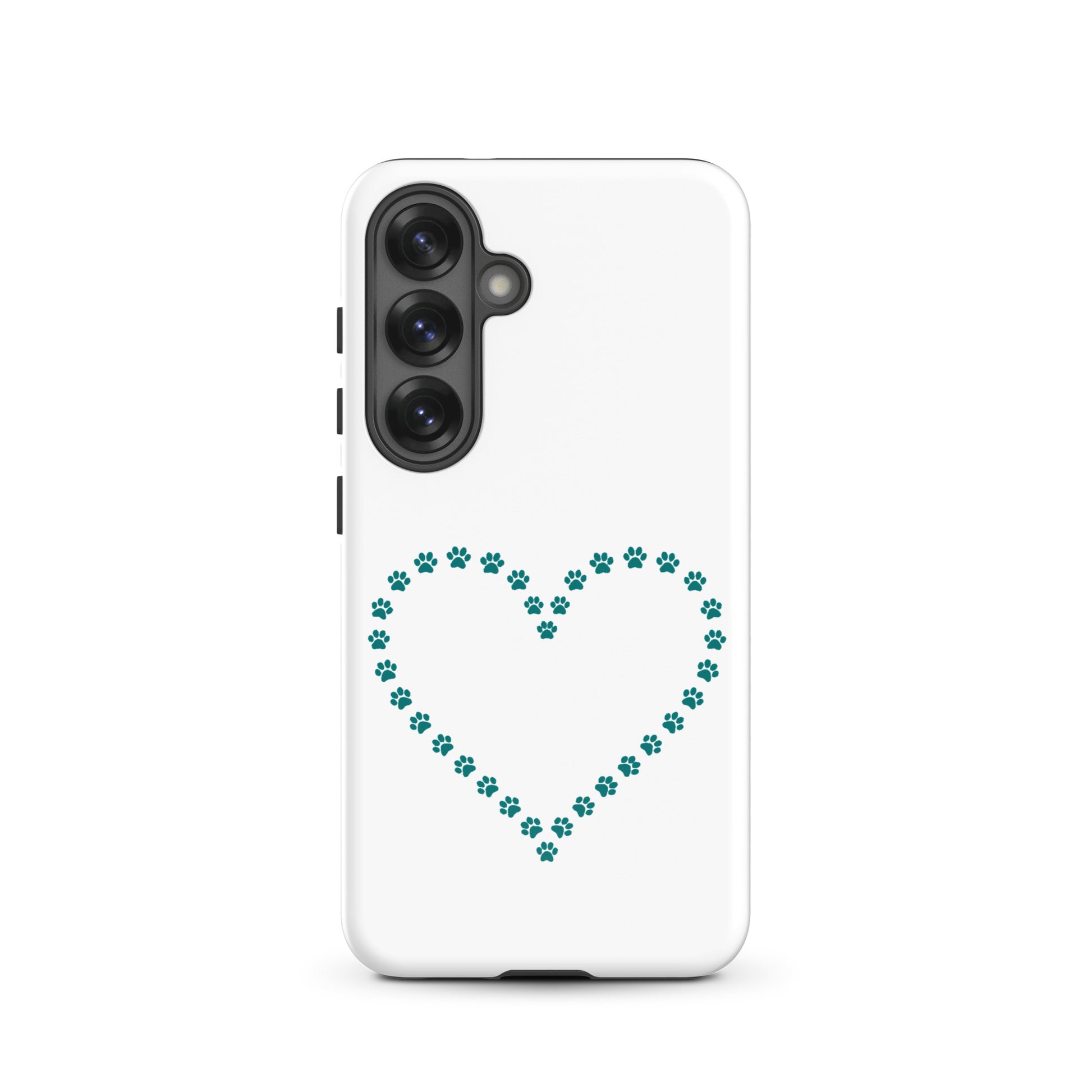 Phone Case for Samsung Galaxy with paw print heart design for pet lovers.