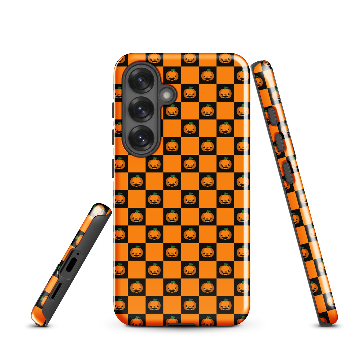 Phone Case for Samsung Galaxy with pumpkin checkered Halloween design