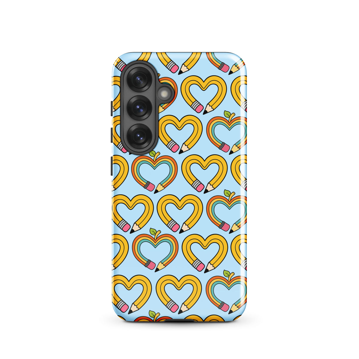 Phone Case for Samsung Galaxy with playful pencil-heart pattern, featuring creative, back-to-school charm, and whimsical design