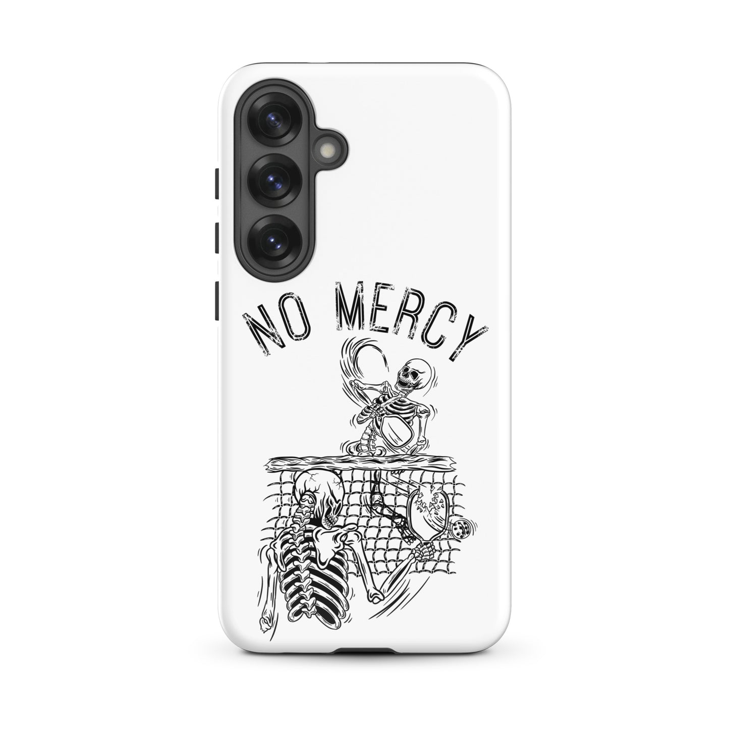 Pickleball Samsung Galaxy case design featuring 'No Mercy' graphic for intense gameplay.