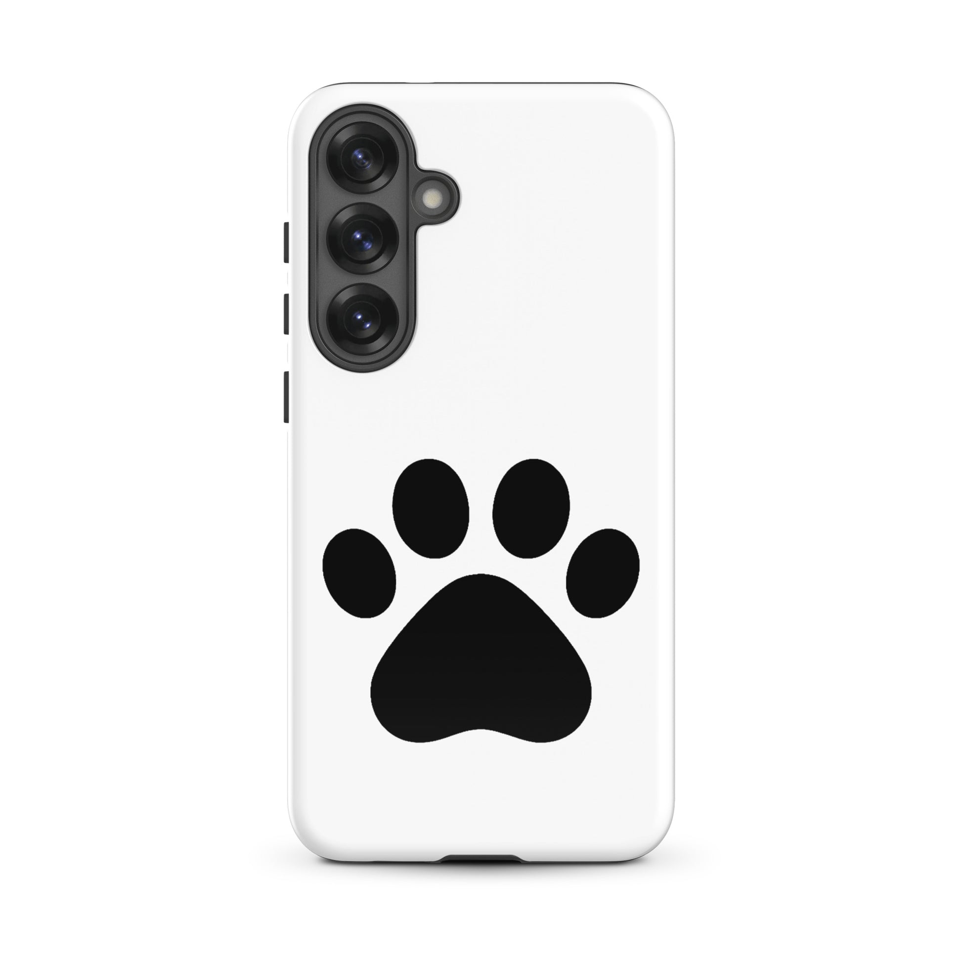 Phone Case for Samsung Galaxy featuring a minimalist black paw print design for pet lovers.