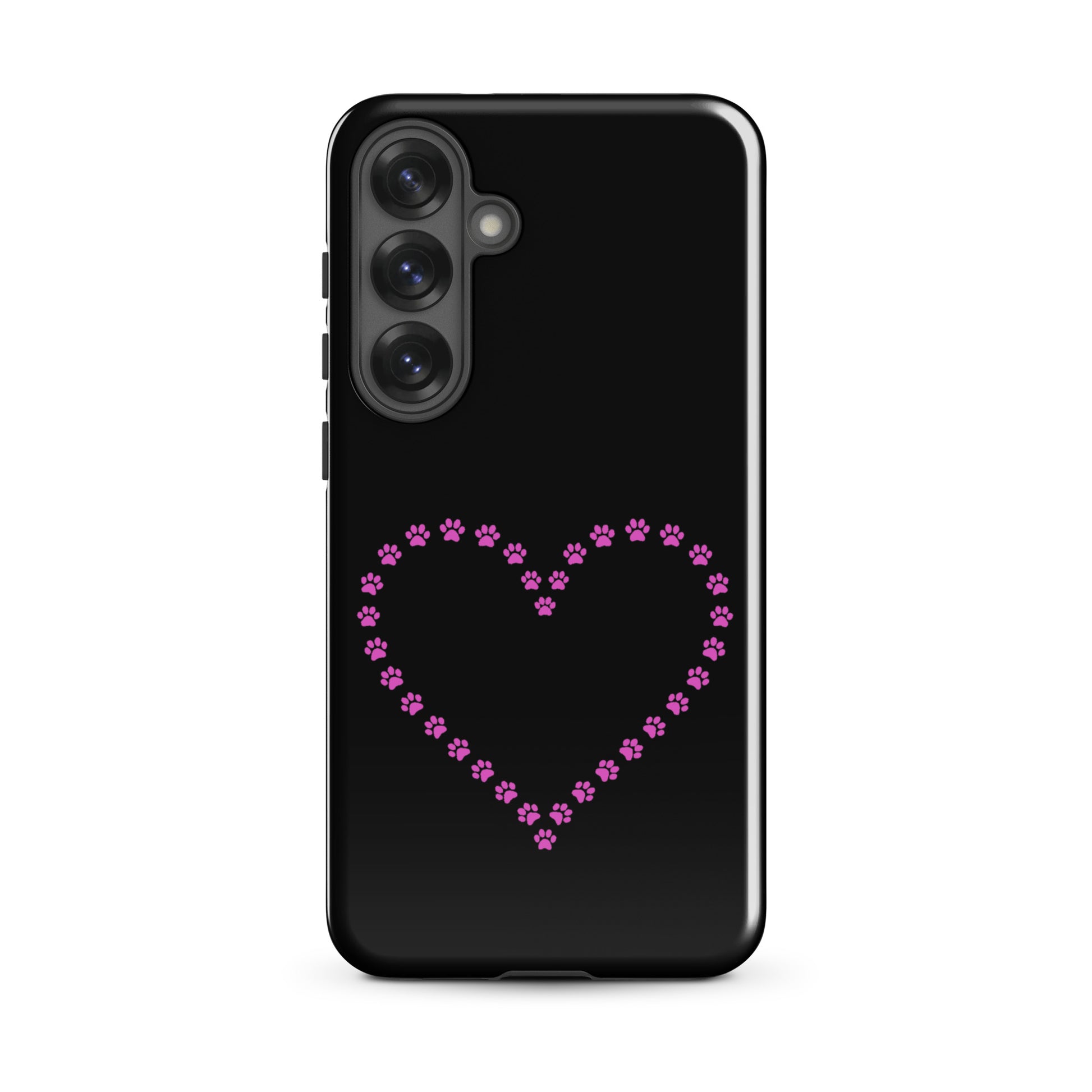 Phone Case for Samsung Galaxy featuring a paw print heart design, perfect for pet lovers.