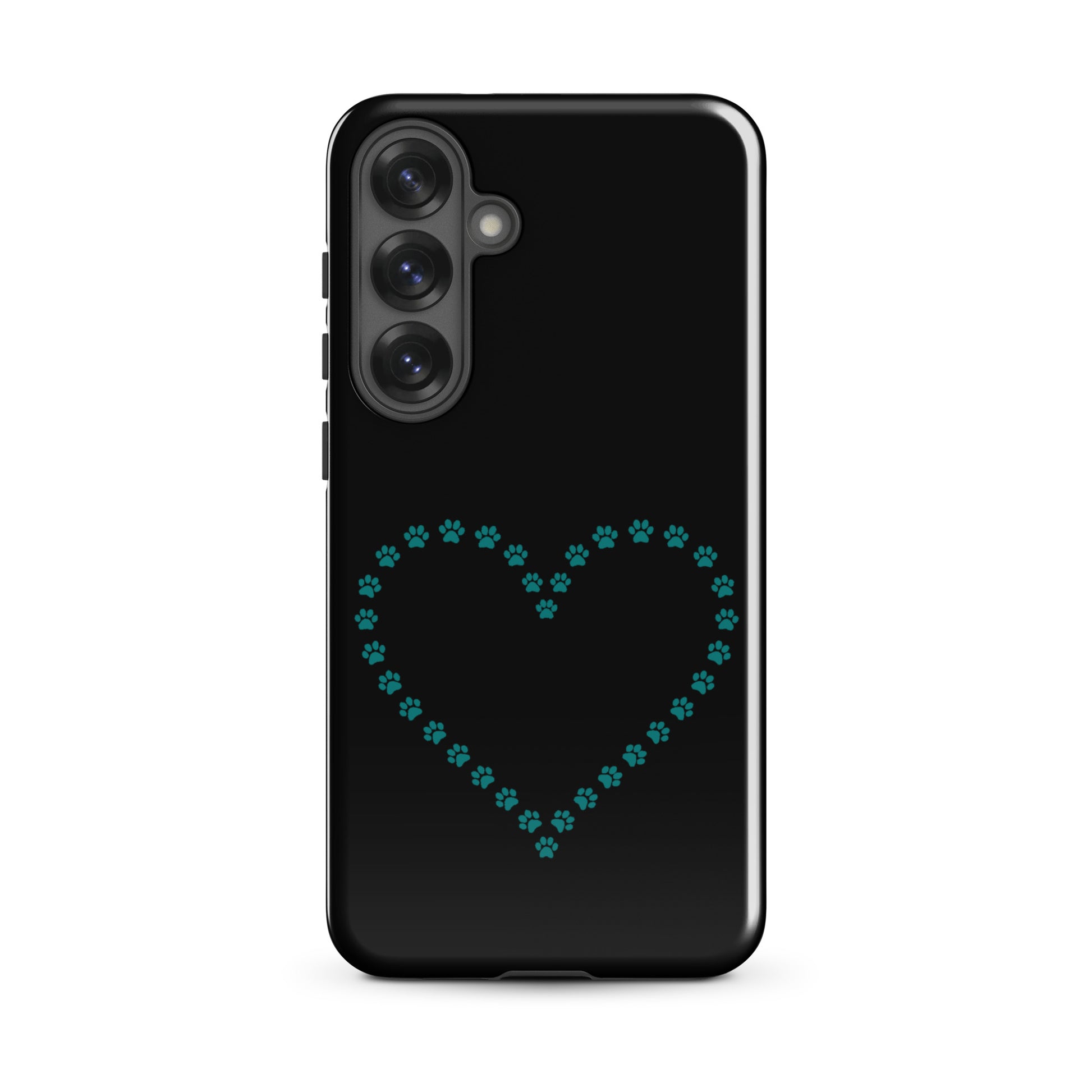 Phone Case for Samsung Galaxy featuring a paw print heart design for pet lovers.