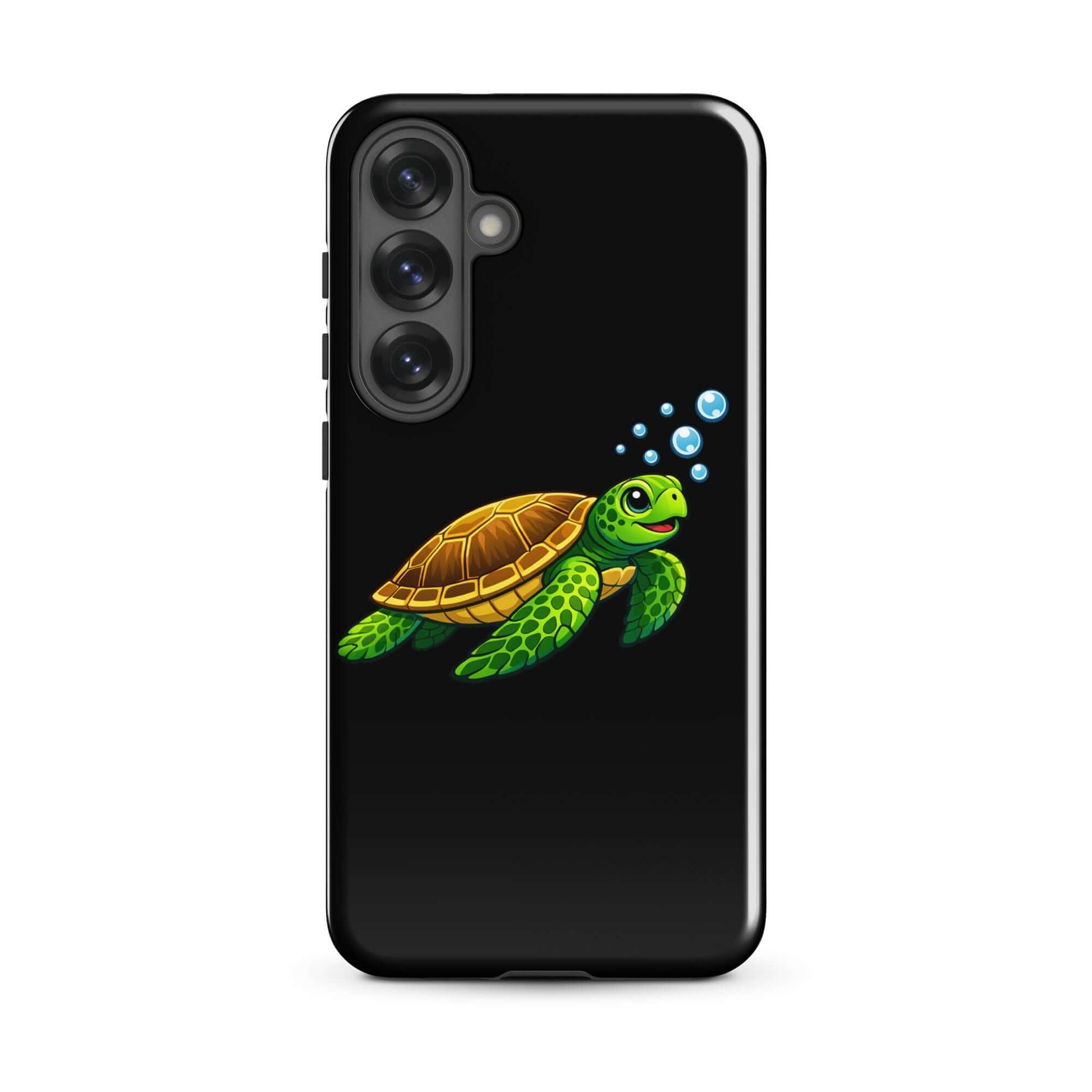 Phone Case featuring vibrant sea turtle artwork with bubbles, perfect for Samsung Galaxy users.