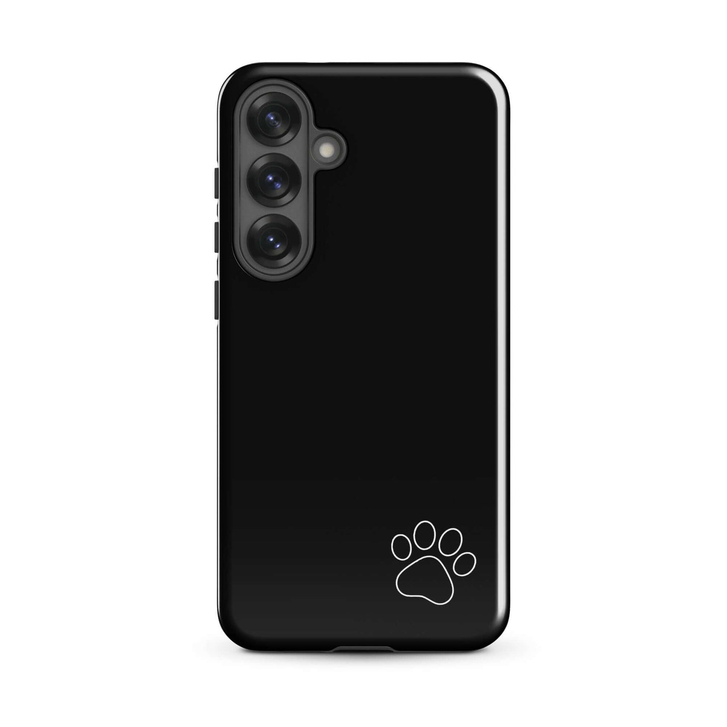 Phone Case for Samsung Galaxy with black design and white paw print.