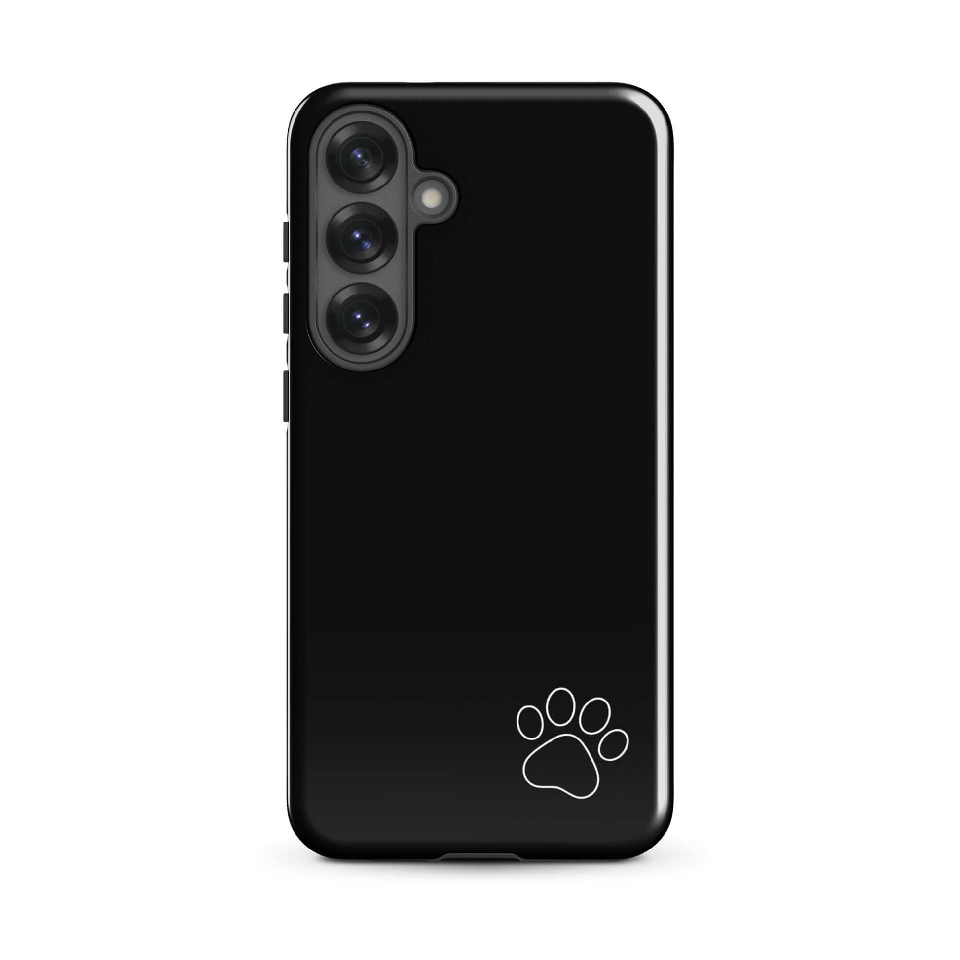 Phone Case for Samsung Galaxy with black design and white paw print.