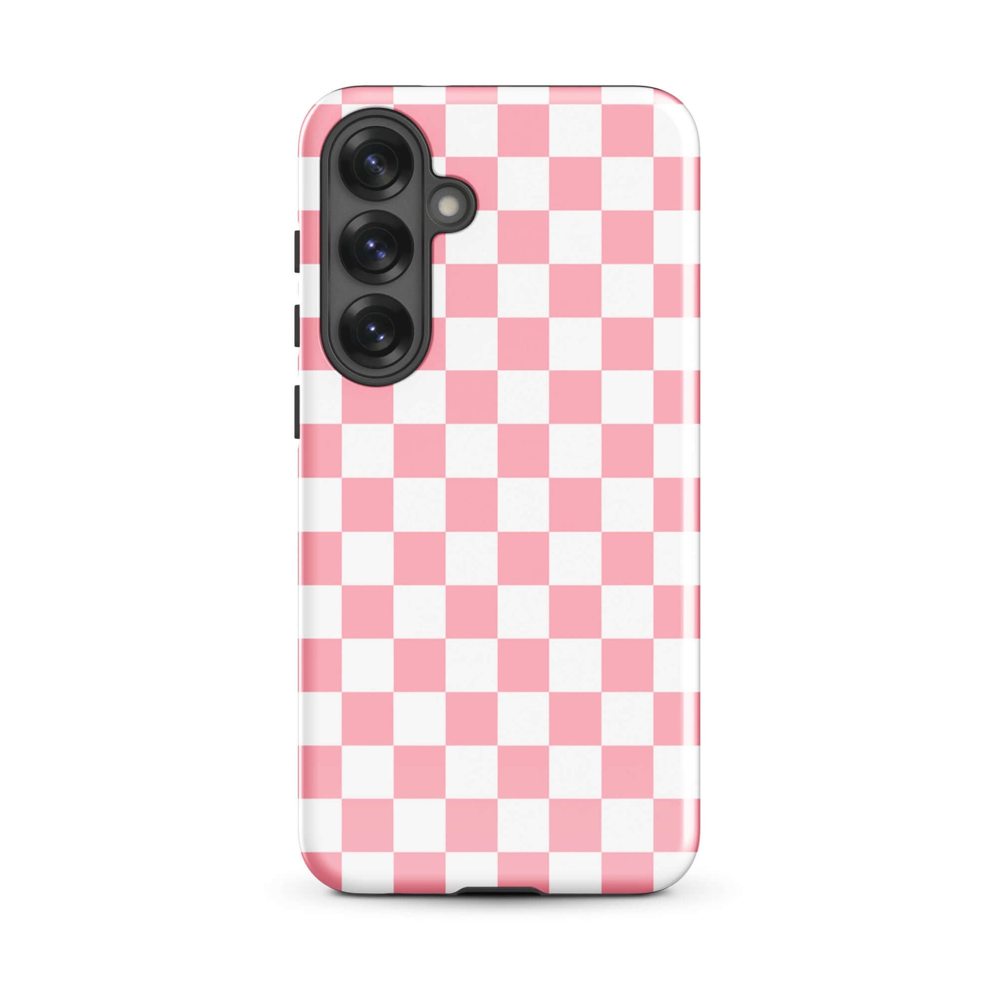 Phone Case for Samsung Galaxy in pink and white checkered pattern