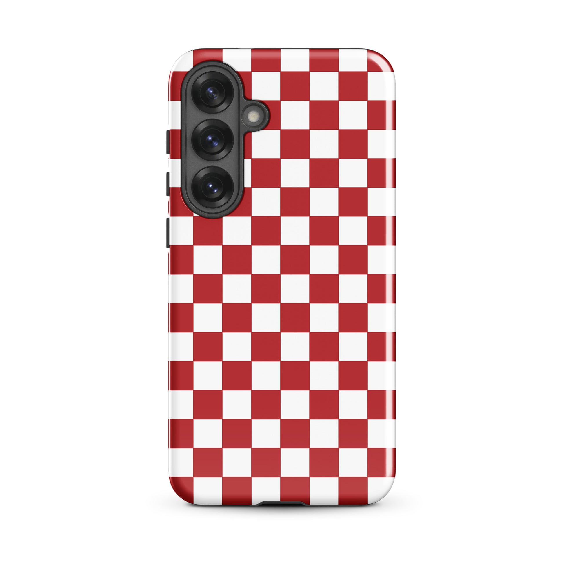 Phone Case for Samsung Galaxy with crimson red checkered design, adding bold style and personality.