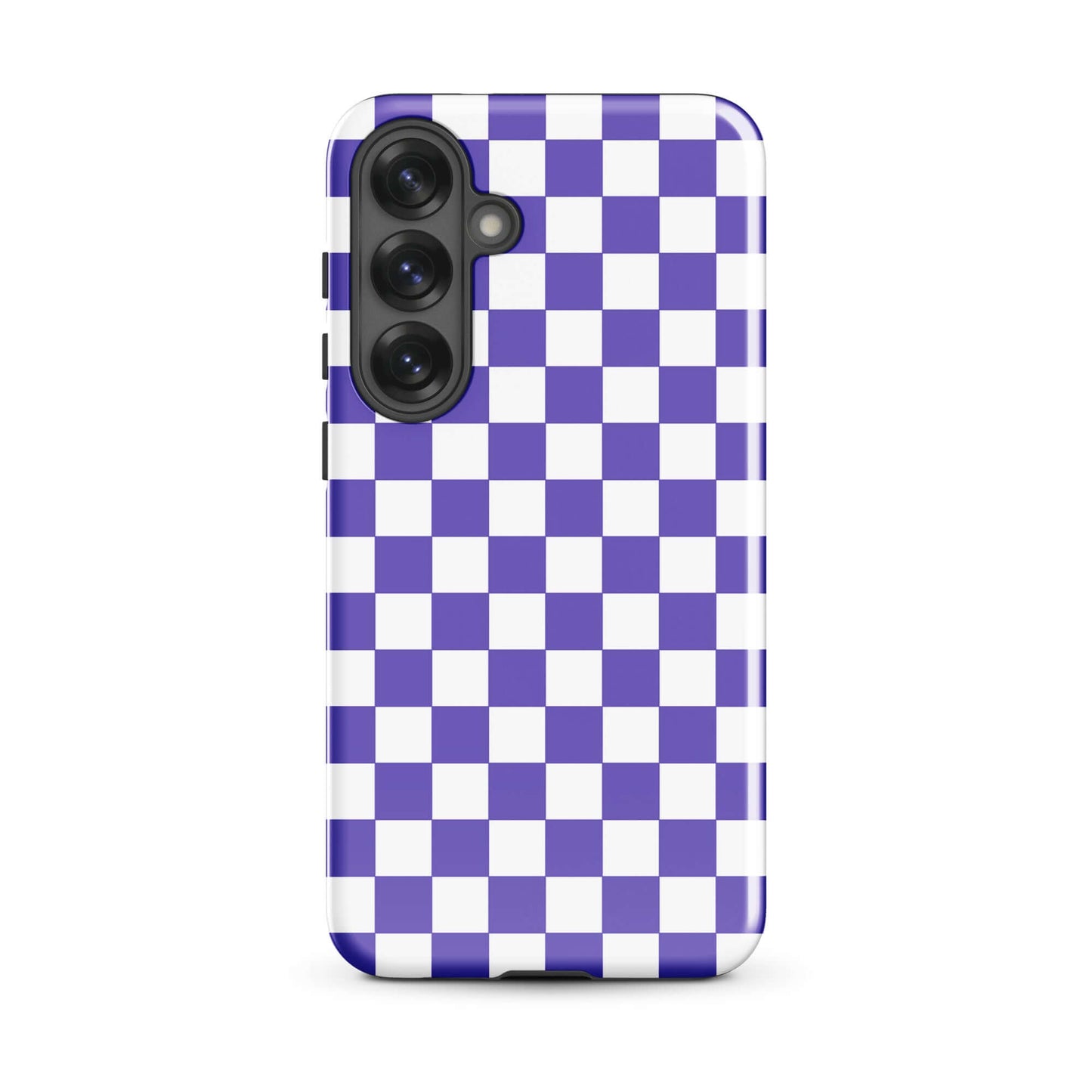Phone Case with purple and white checkered pattern for Samsung Galaxy, combining style and personality in a fun and bold design.