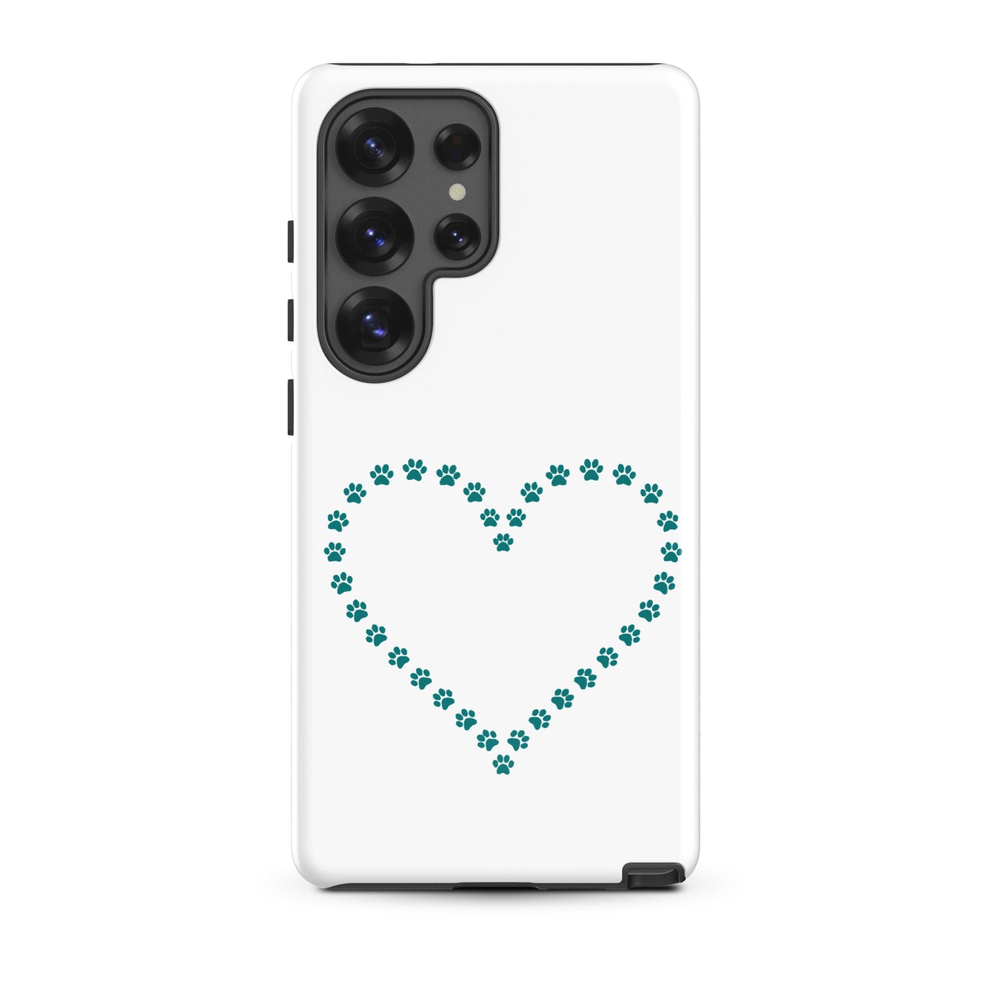 Phone Case for Samsung Galaxy with paw print heart design for pet lovers.
