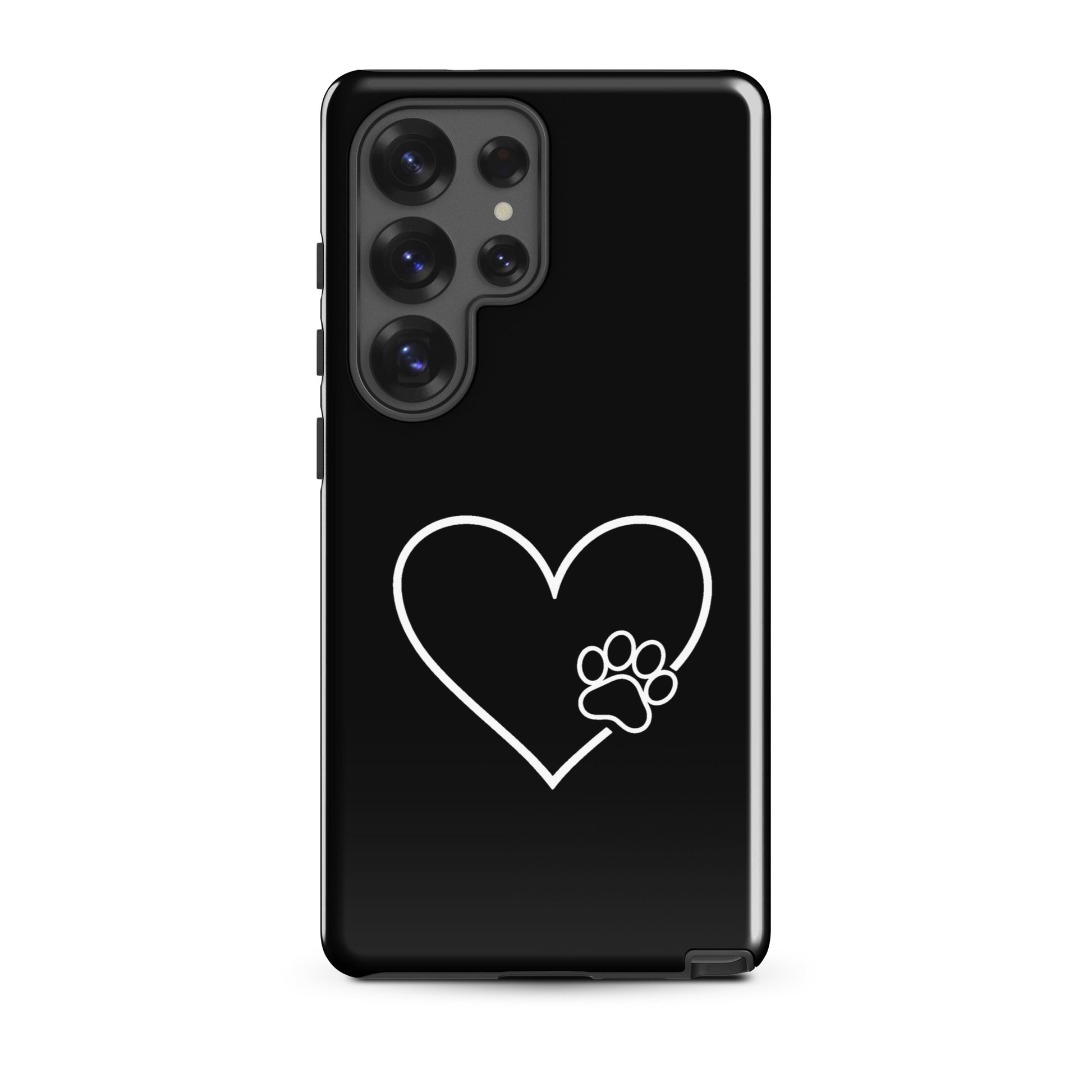 Phone Case for Samsung Galaxy with elegant heart and paw print design, perfect for pet lovers seeking style and protection.