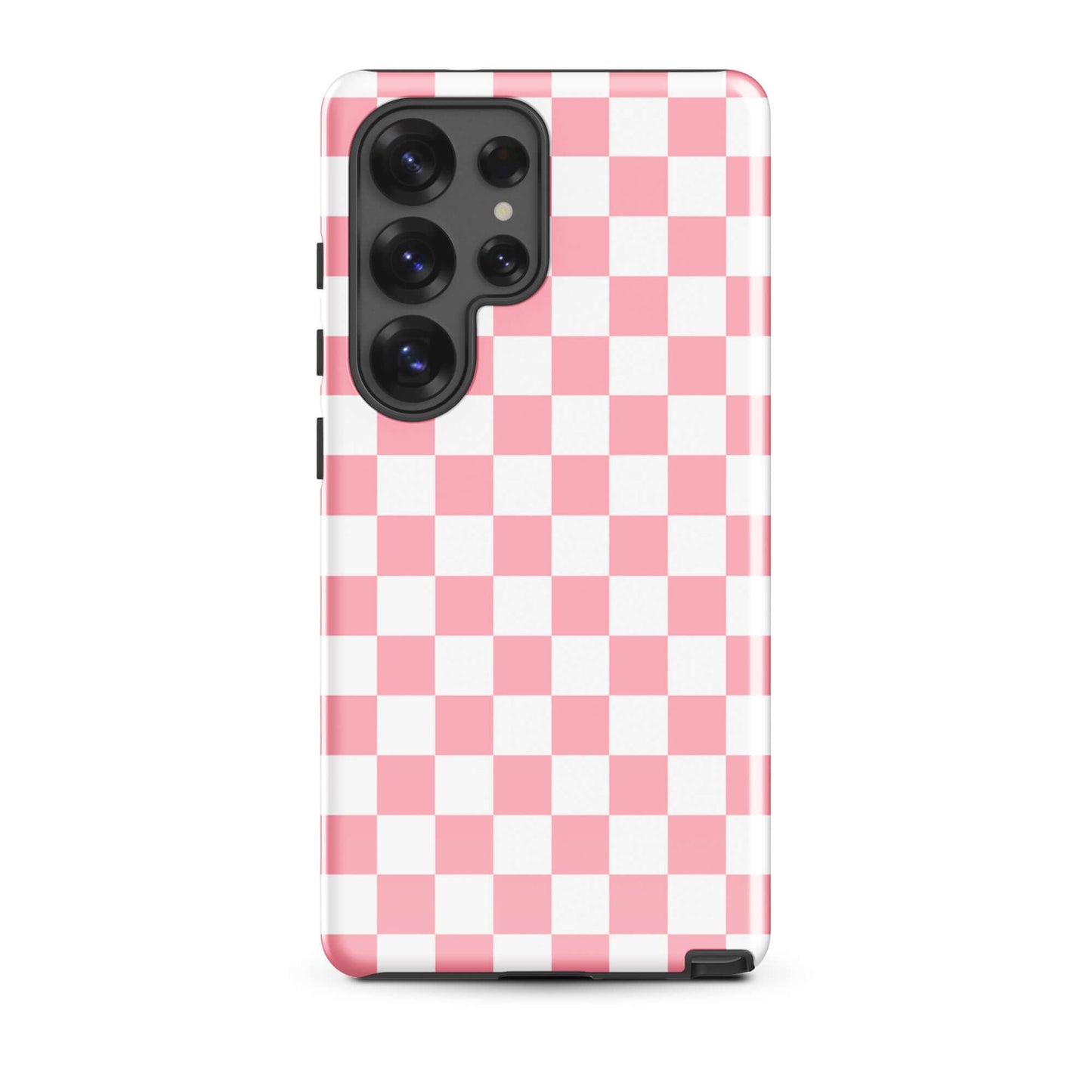 Phone Case for Samsung Galaxy with playful pink and white checkered pattern, adding a fun and stylish vibe to your phone.