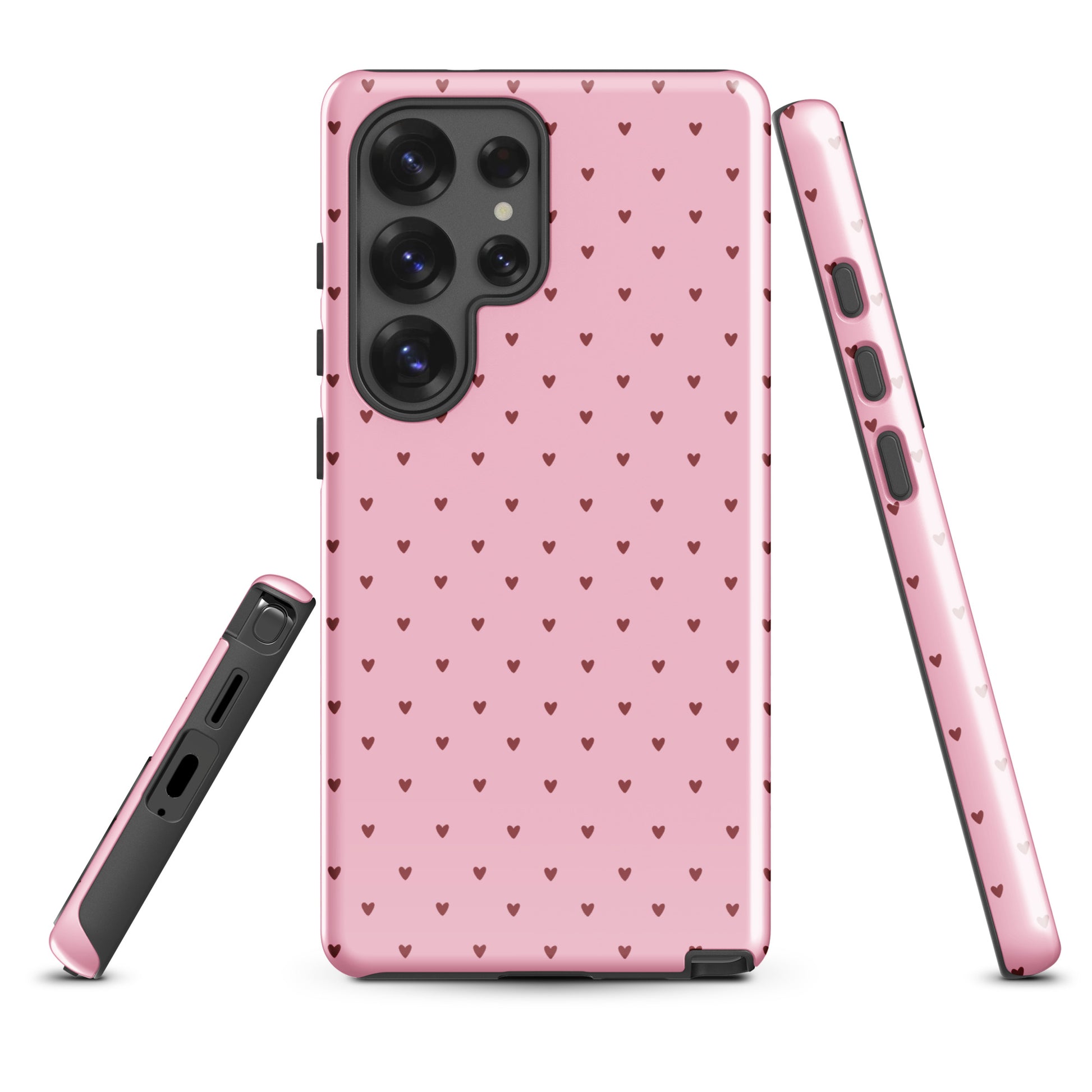 Phone Case for Samsung Galaxy with heart-dot pattern and playful polka-dot design, showcasing a minimalist and stylish look.