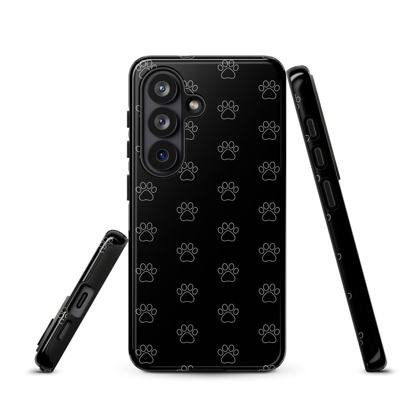 Phone Case for Samsung Galaxy with paw print pattern for pet lovers, minimalist design with transparent finish showing phone color.