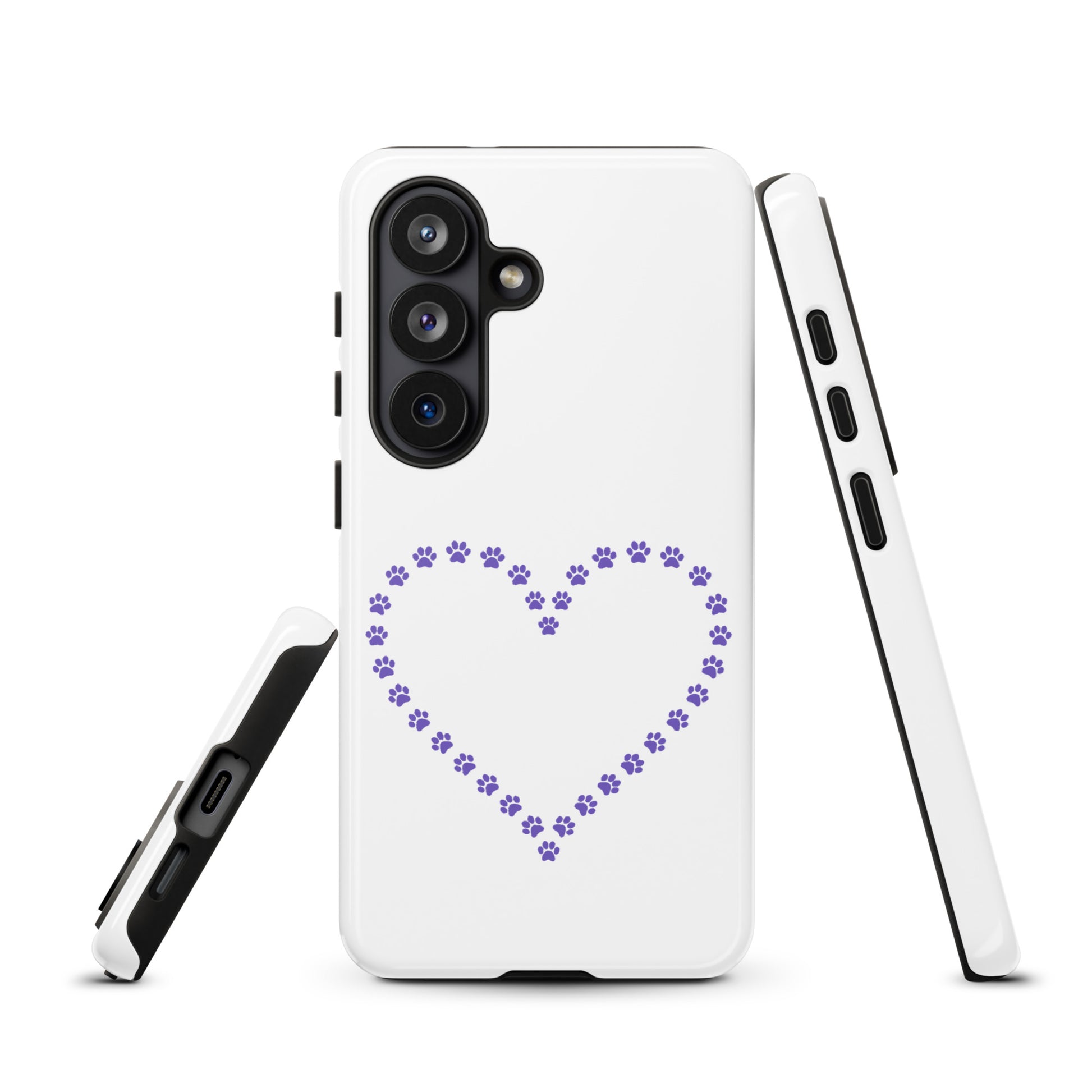 Phone Case for Samsung Galaxy with paw print heart design, ideal for pet lovers and animal design enthusiasts seeking protection and style.