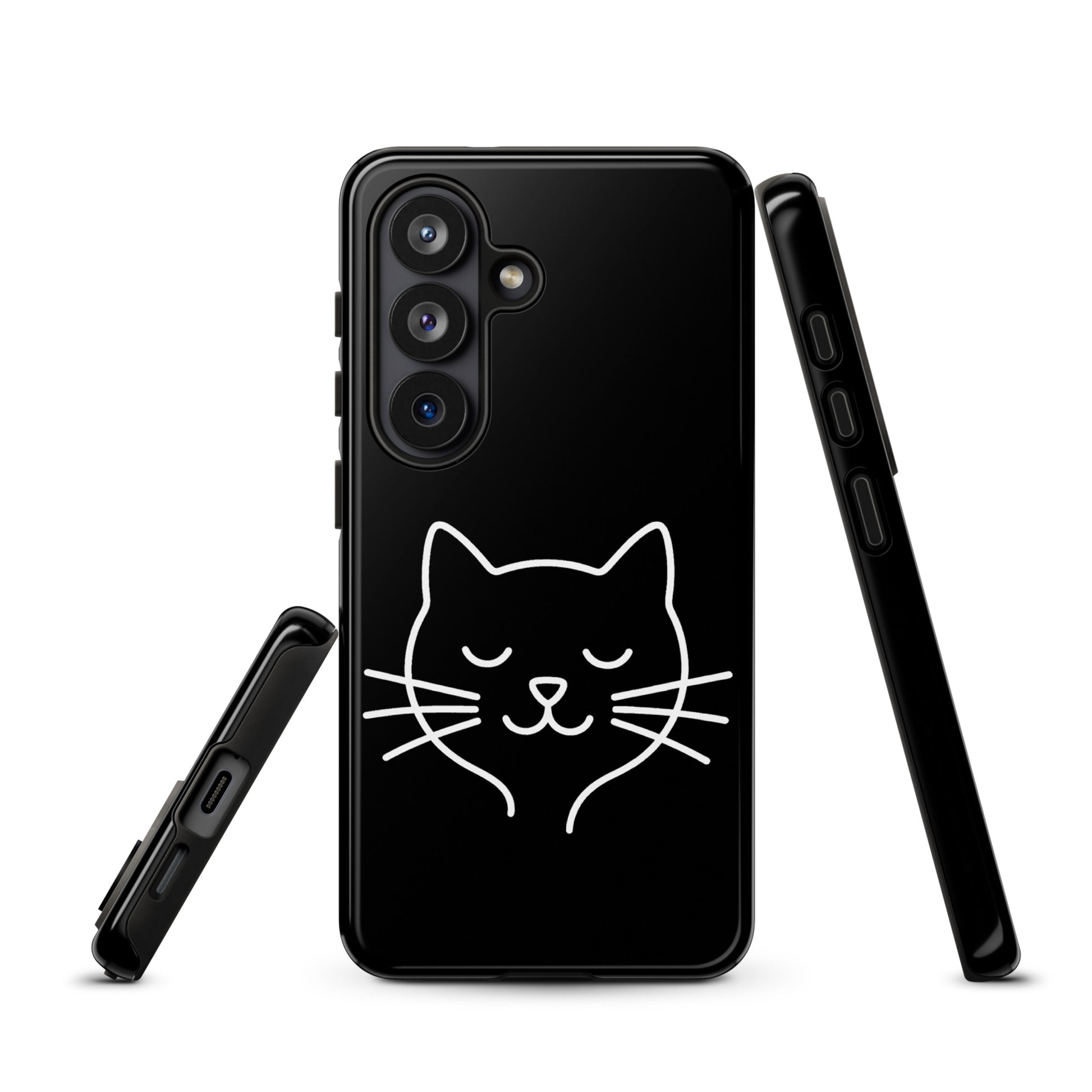 Phone Case for Samsung Galaxy with minimalist cat line art design, offering cute and stylish protection for your phone.