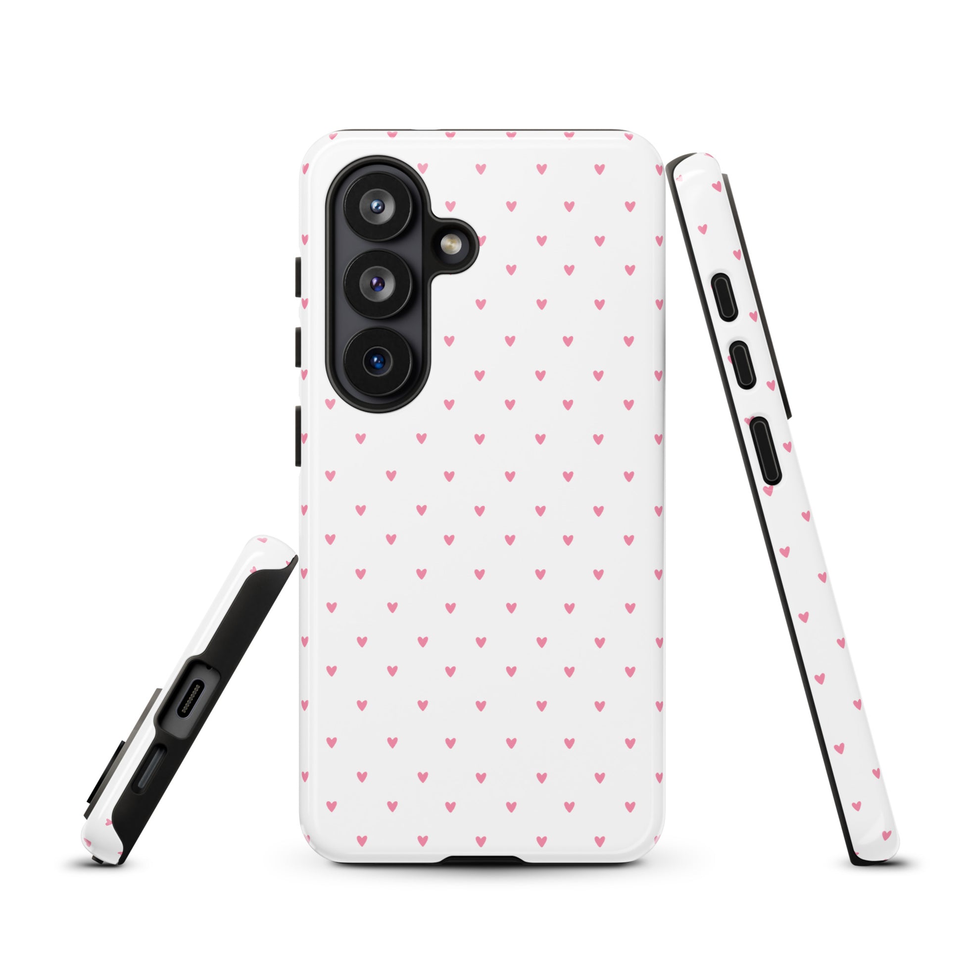 Phone Case for Samsung Galaxy with heart-dot pattern, playful polka-dot design, cute and stylish accessory for modern, minimalist look