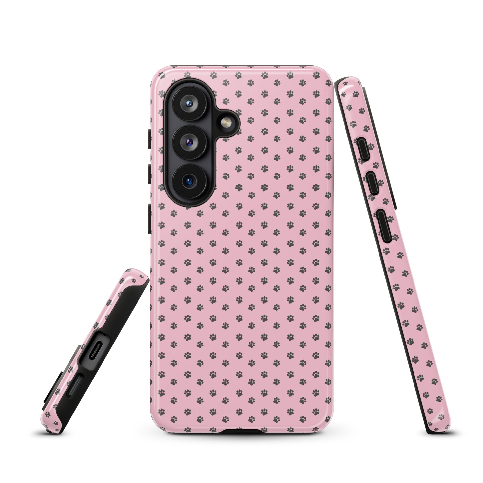 Phone Case Samsung Galaxy with pink paw-print design, offering playful protection and charm for pet lovers.