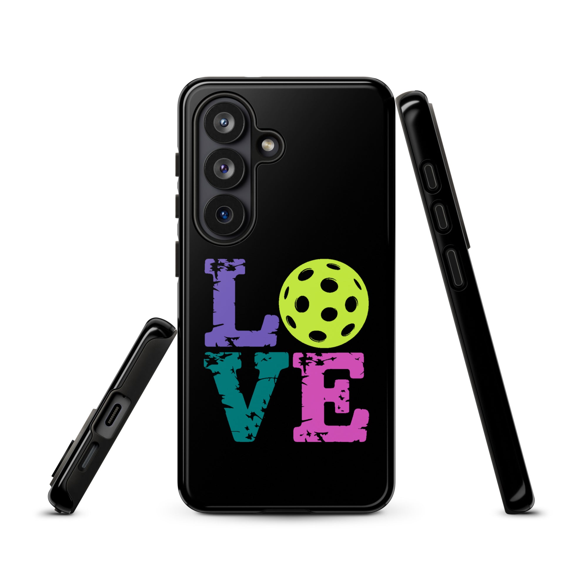 Phone Case for Samsung Galaxy with Love design featuring a pickleball icon, perfect for pickleball fans and enthusiasts.
