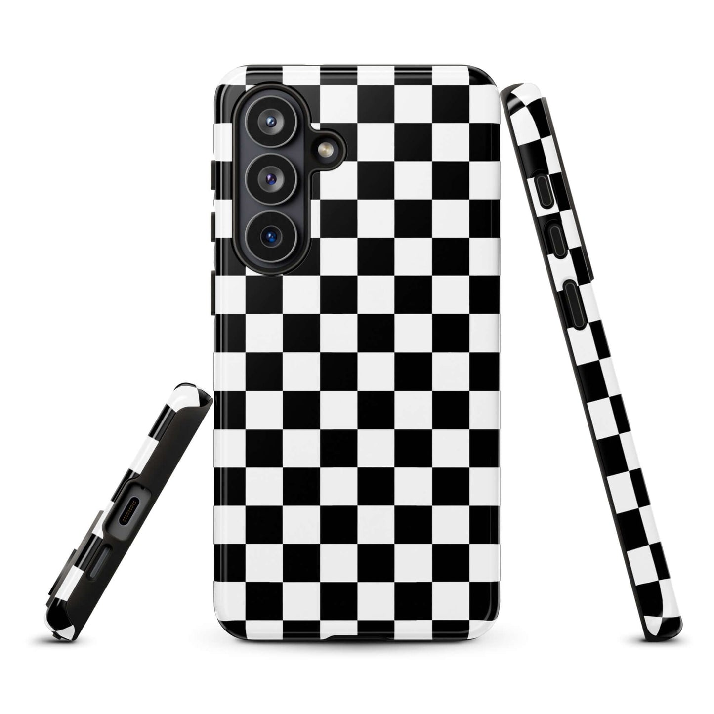 Phone Case for Samsung Galaxy with bold black-and-white checkered pattern, adding style and personality to your device.
