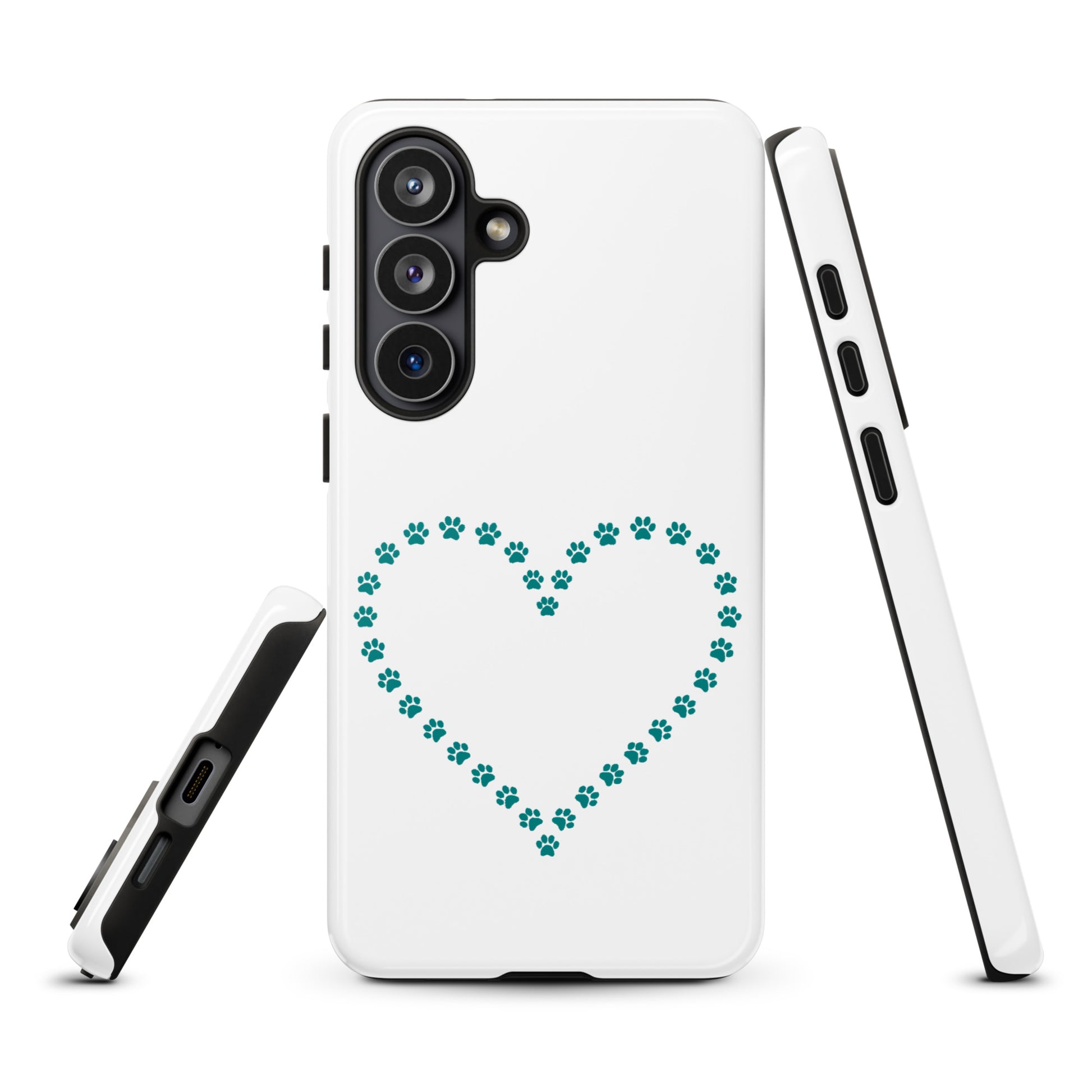 Phone Case for Samsung Galaxy with paw print heart design, ideal for pet lovers seeking durable yet playful protection.