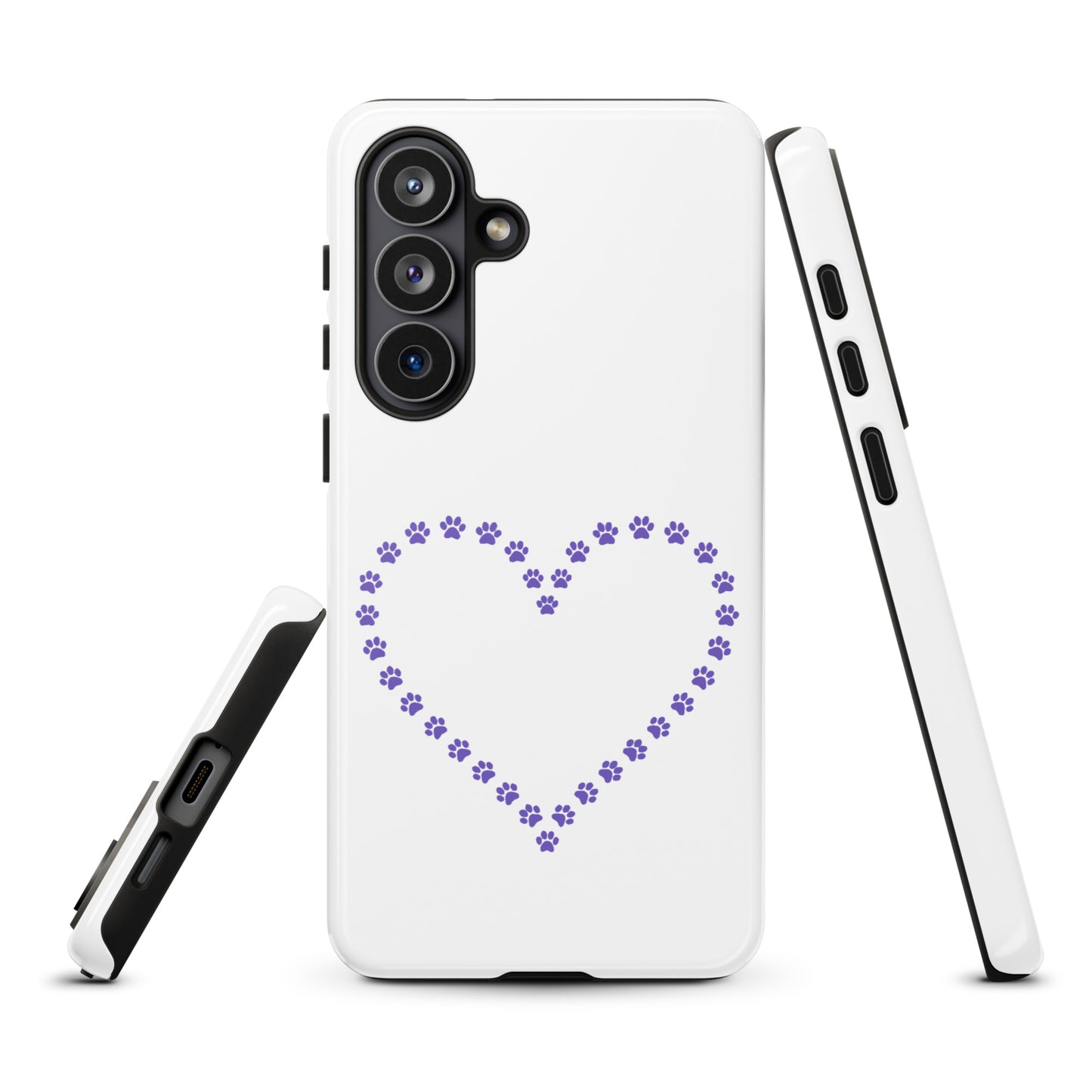 Phone Case for Samsung Galaxy with a heart design made of paw prints, perfect for pet lovers seeking style and protection.