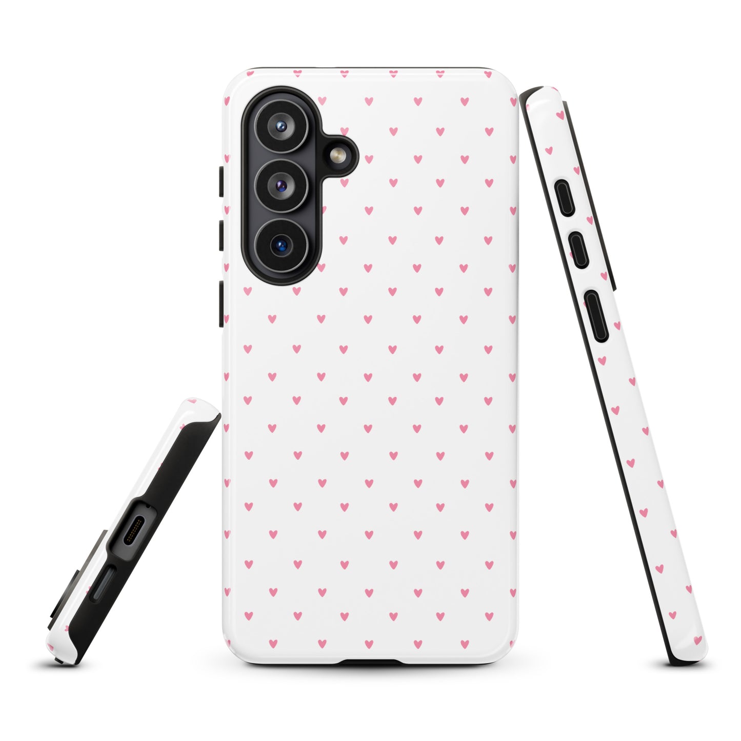 Phone Case for Samsung Galaxy with heart-dot pattern, featuring cute hearts on a stylish background, minimal and playful design.