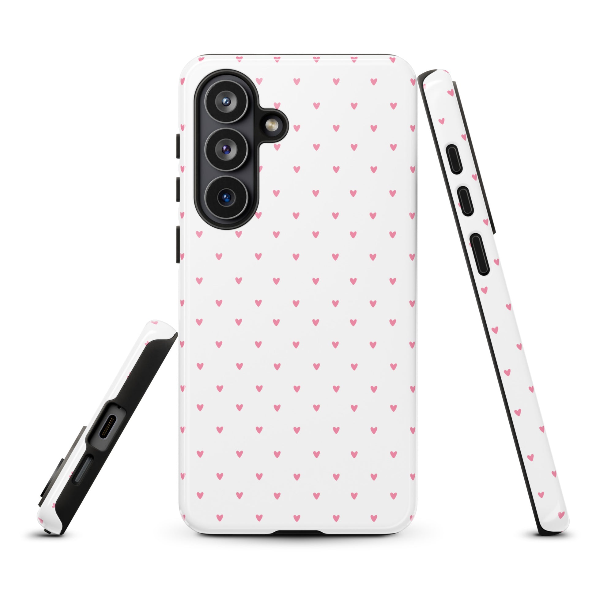 Phone Case for Samsung Galaxy with heart-dot pattern, featuring cute hearts on a stylish background, minimal and playful design.
