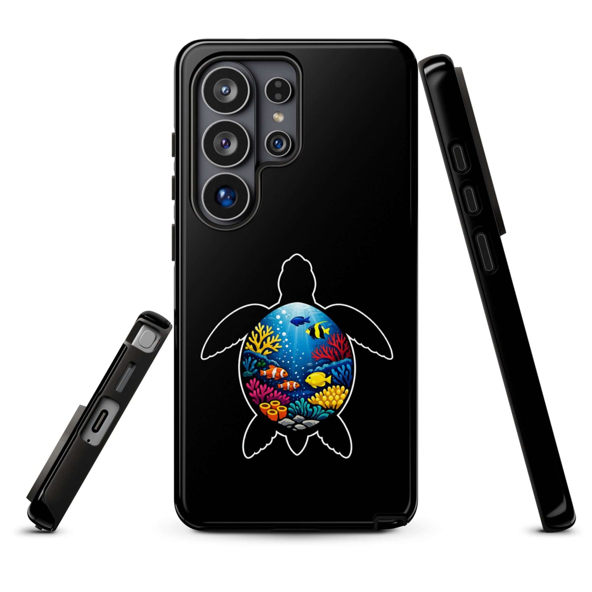 Phone Case for Samsung Galaxy with vibrant sea turtle and coral reef design, offering style and durability.