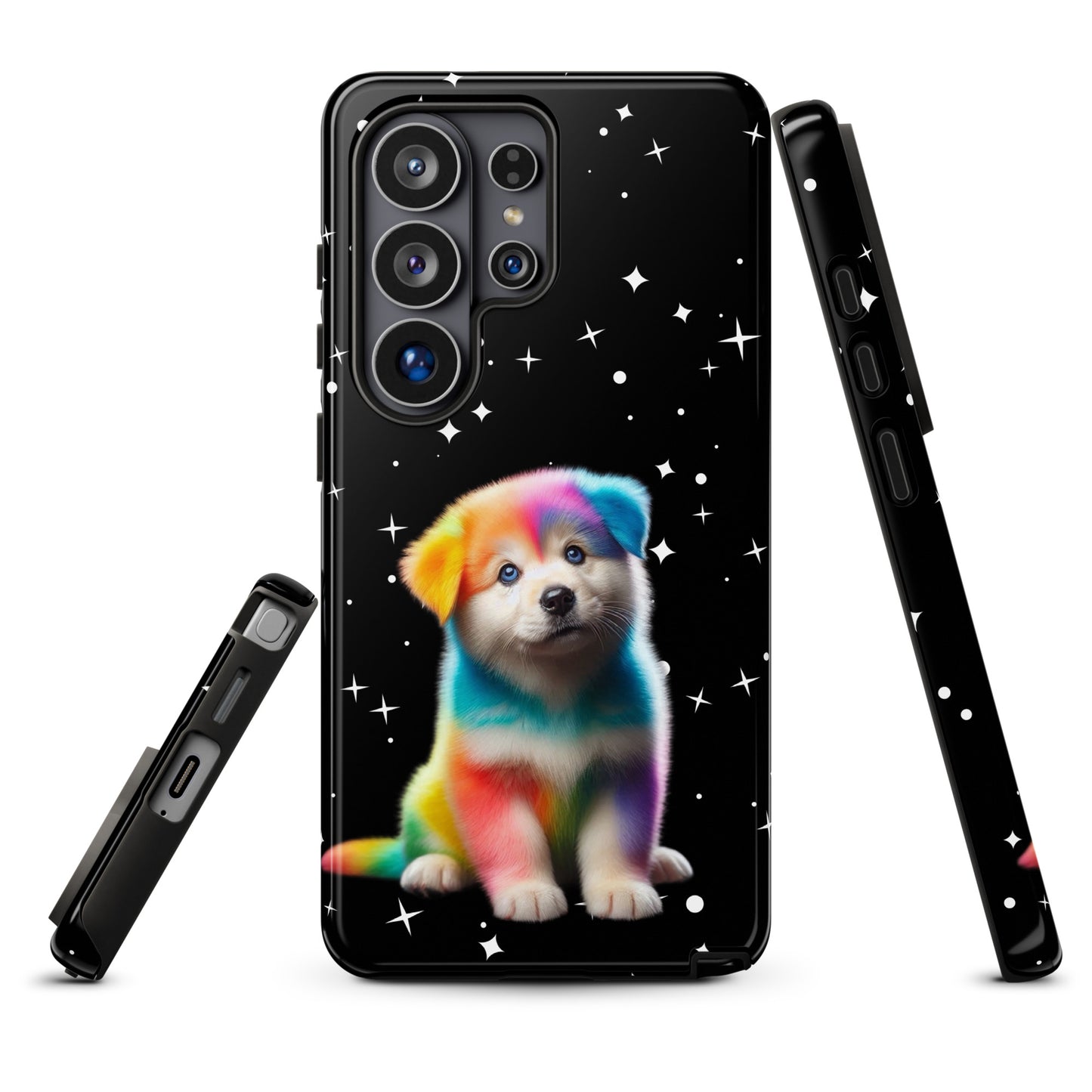 Phone Case with rainbow puppy and starry night design for Samsung Galaxy