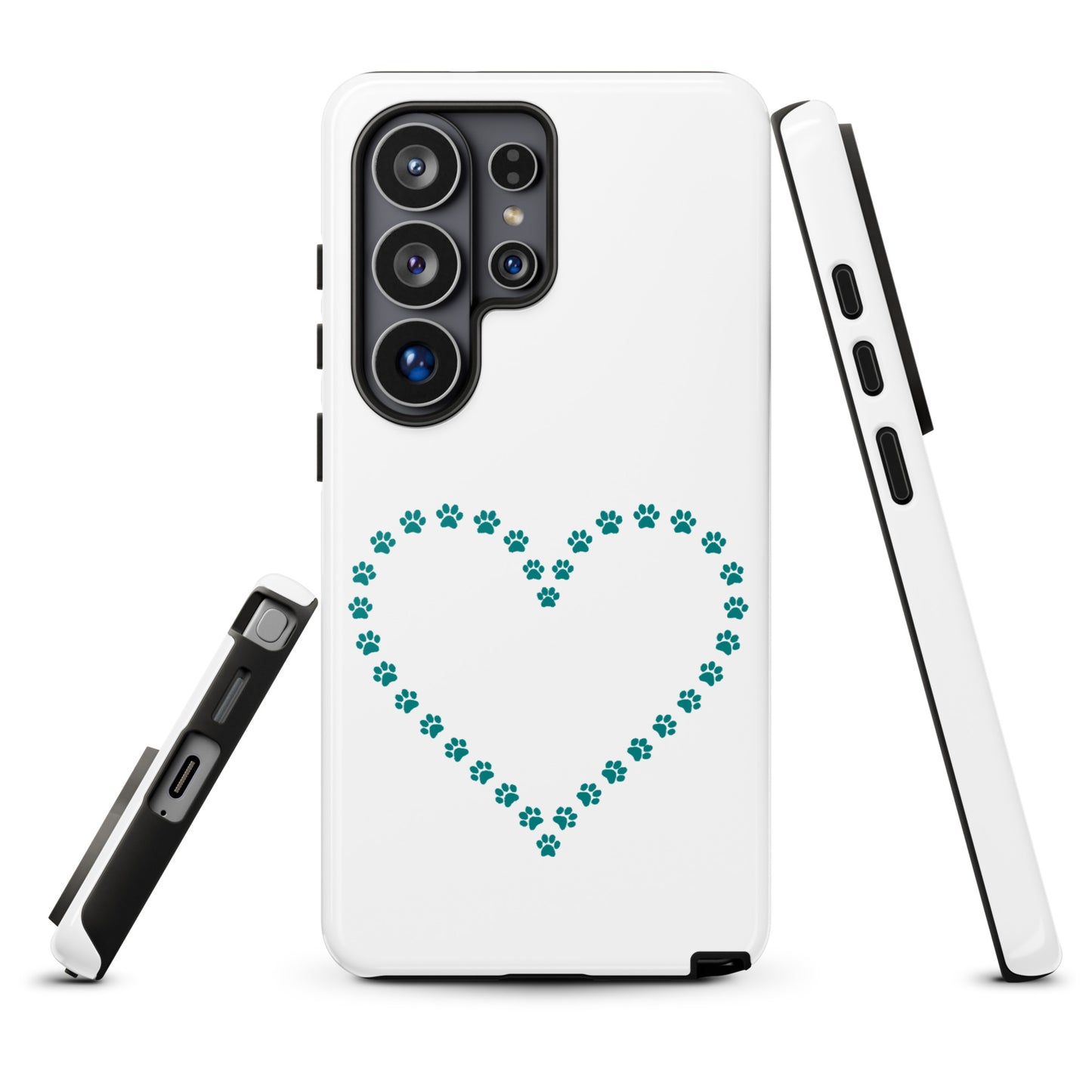 Phone Case for Samsung Galaxy with heart-shaped paw print design, perfect for pet lovers looking for durable and stylish protection.