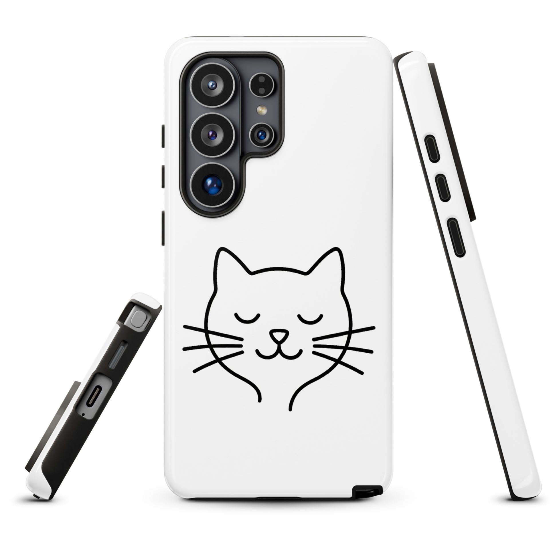 Phone Case for Samsung Galaxy with cute minimalist cat line art design, perfect for cat lovers seeking stylish and protective accessories.