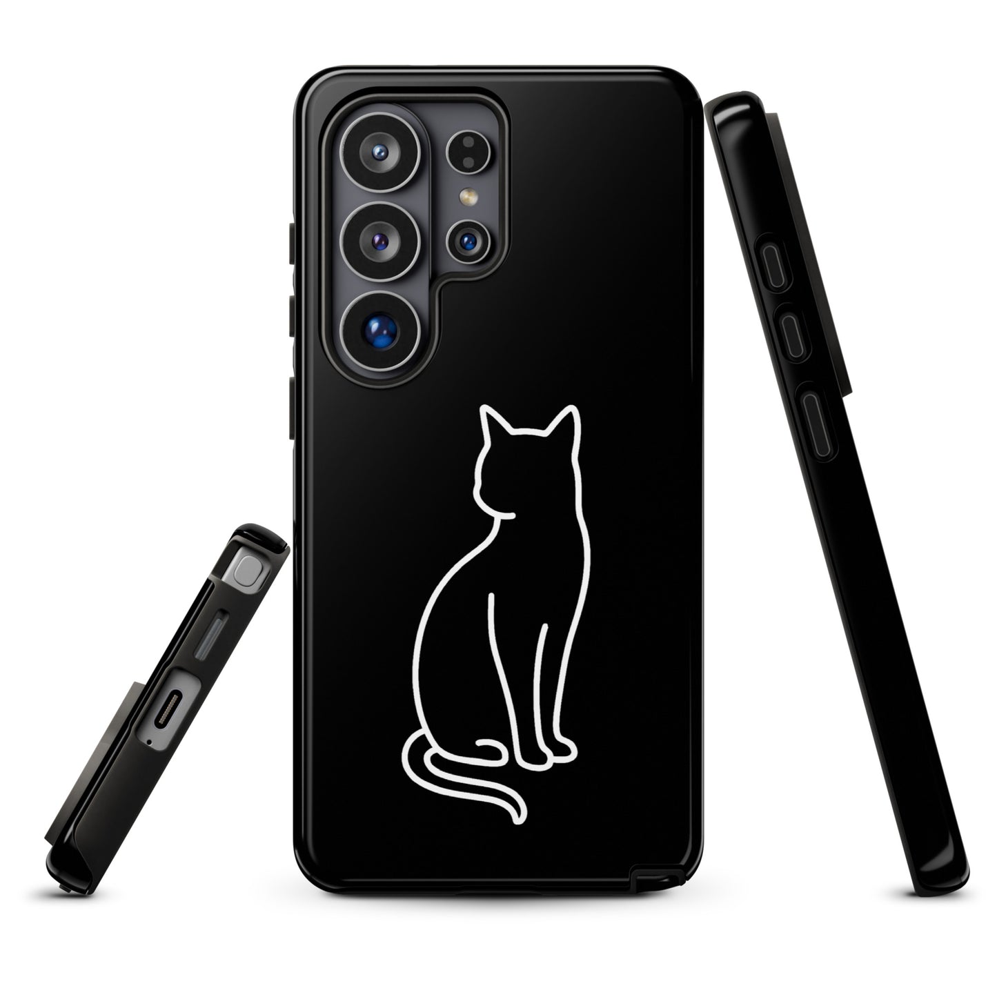 Phone Case for Samsung Galaxy with minimalist cat design, ideal for stylish pet lovers seeking aesthetic and protection.