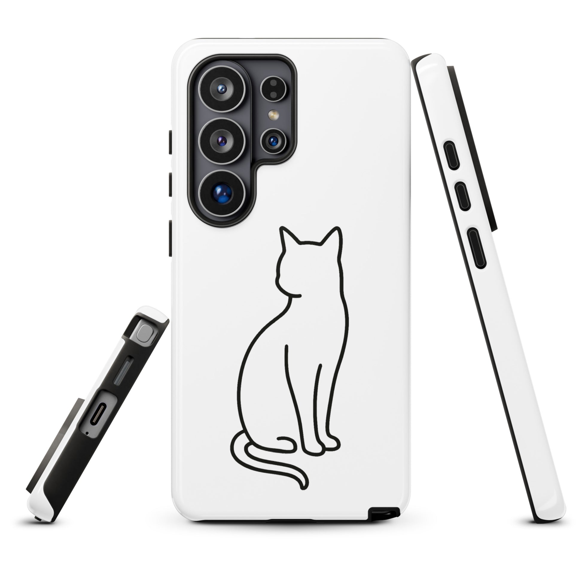 Phone Case for Samsung Galaxy with minimalist cat design, ideal for modern pet lovers seeking style and protection.